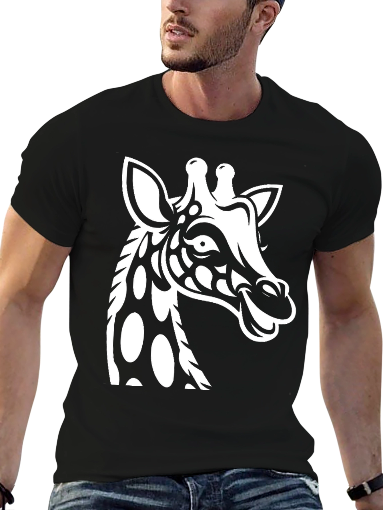 Giraffe Graphic Tee - Stylish Black Cotton T-Shirt