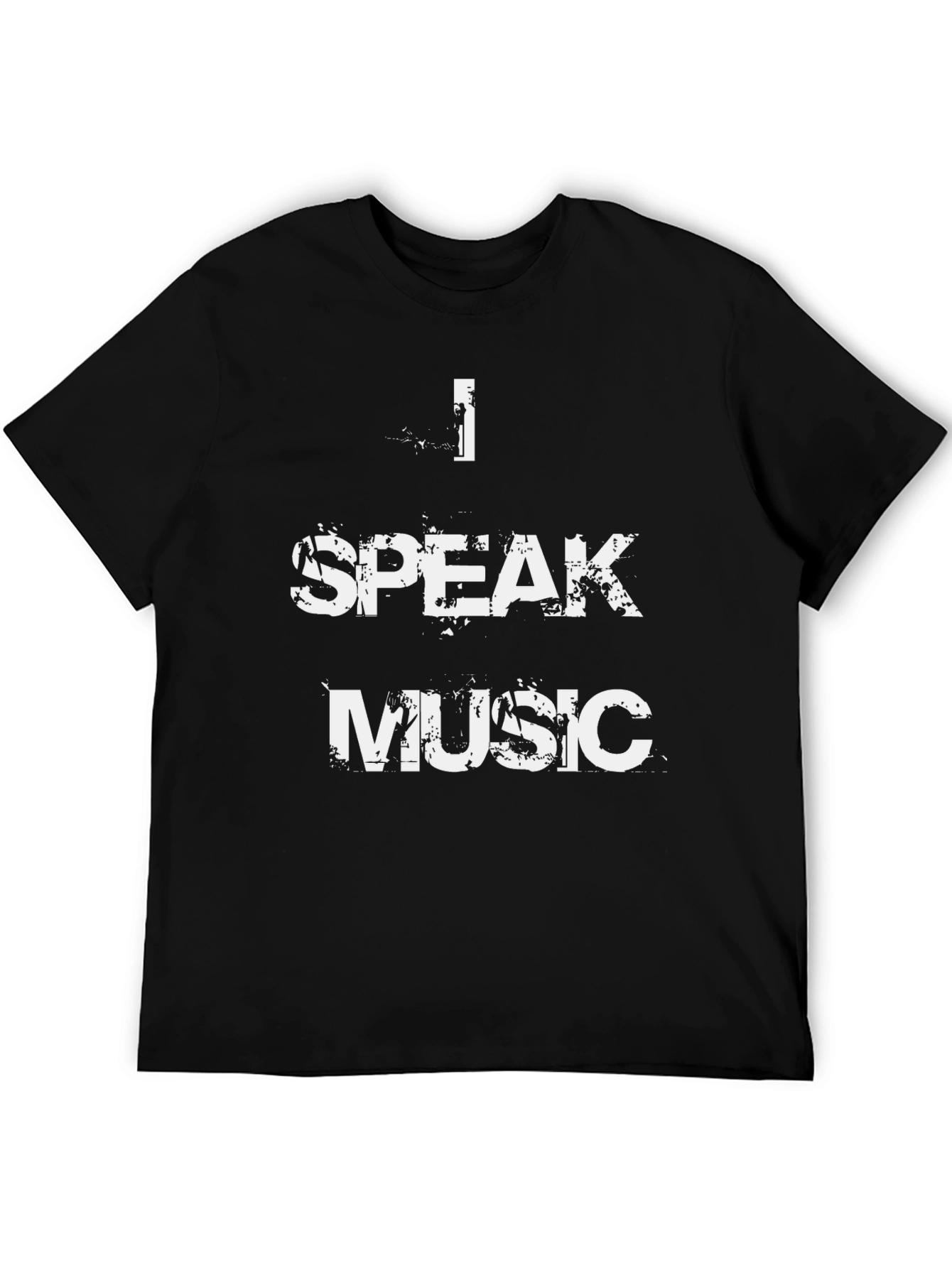 I Speak Music Graphic Print Black T-Shirt