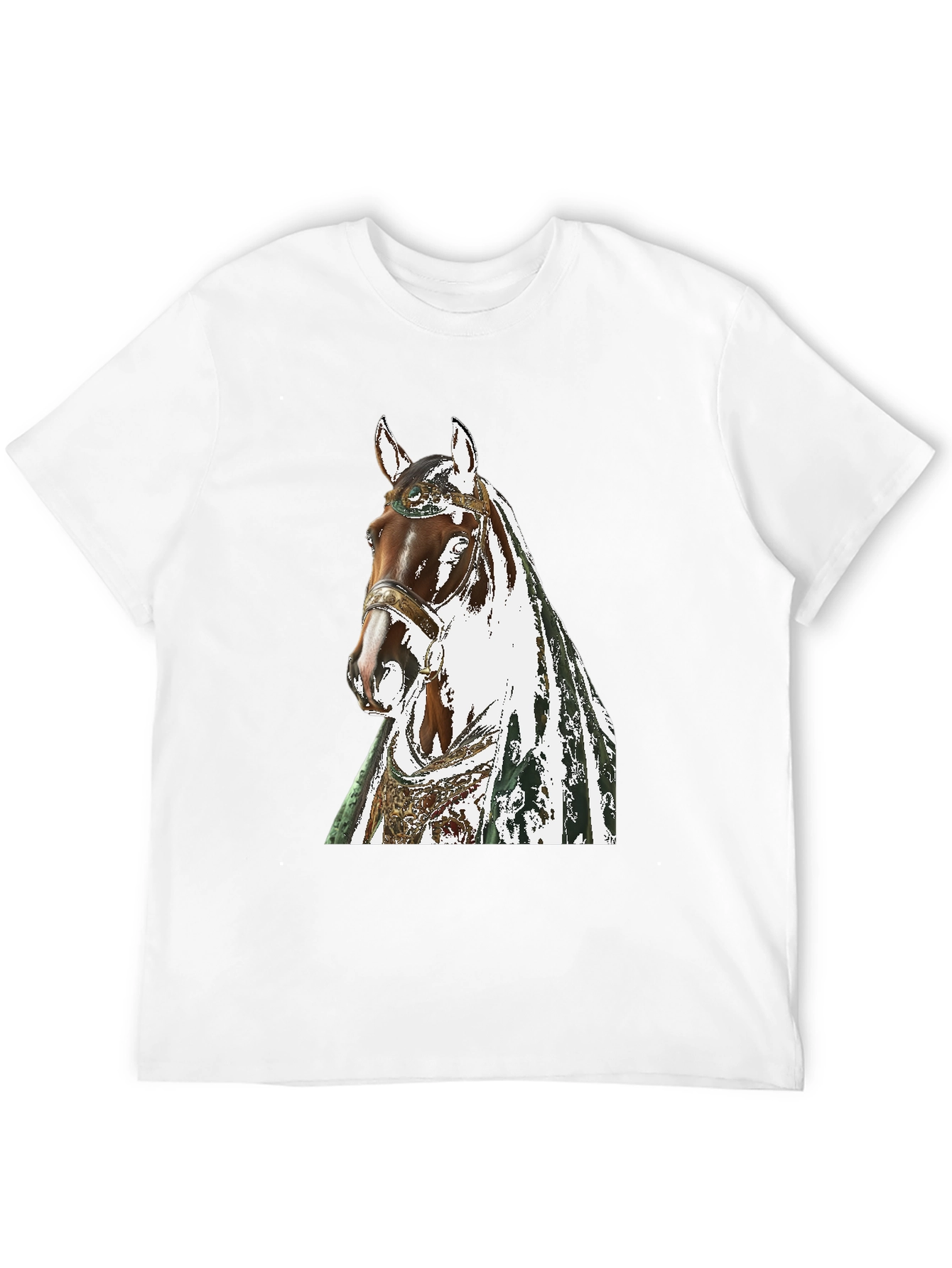Horse Graphic Tee - Black Cotton T-Shirt