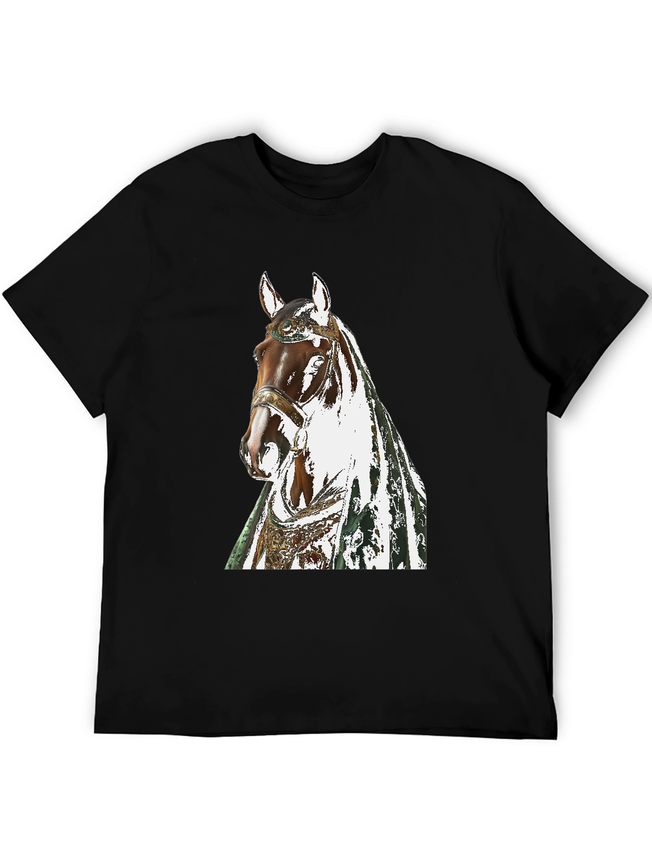 Horse Graphic Tee - Black Cotton T-Shirt