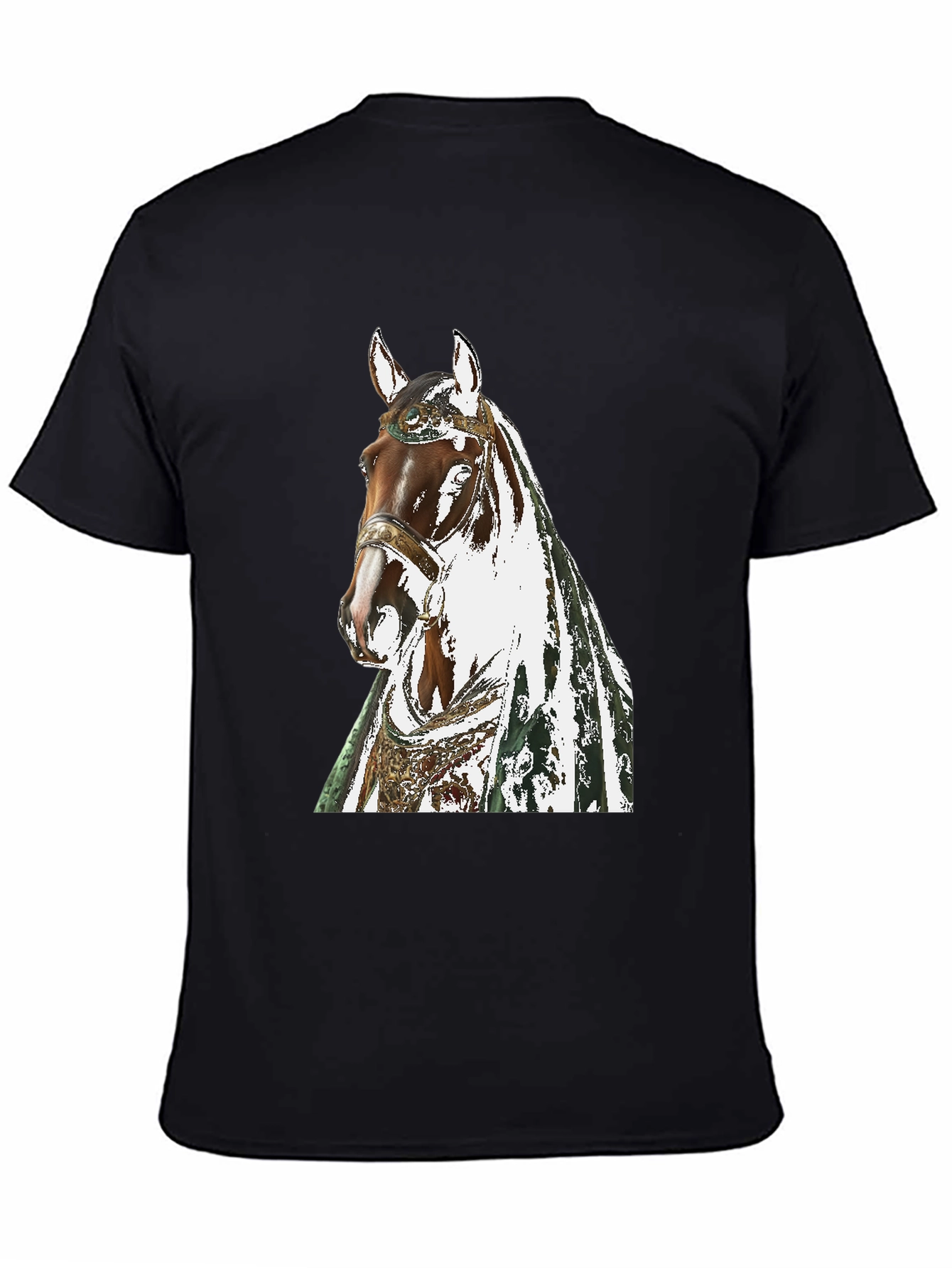 Horse Graphic Tee - Black Cotton T-Shirt