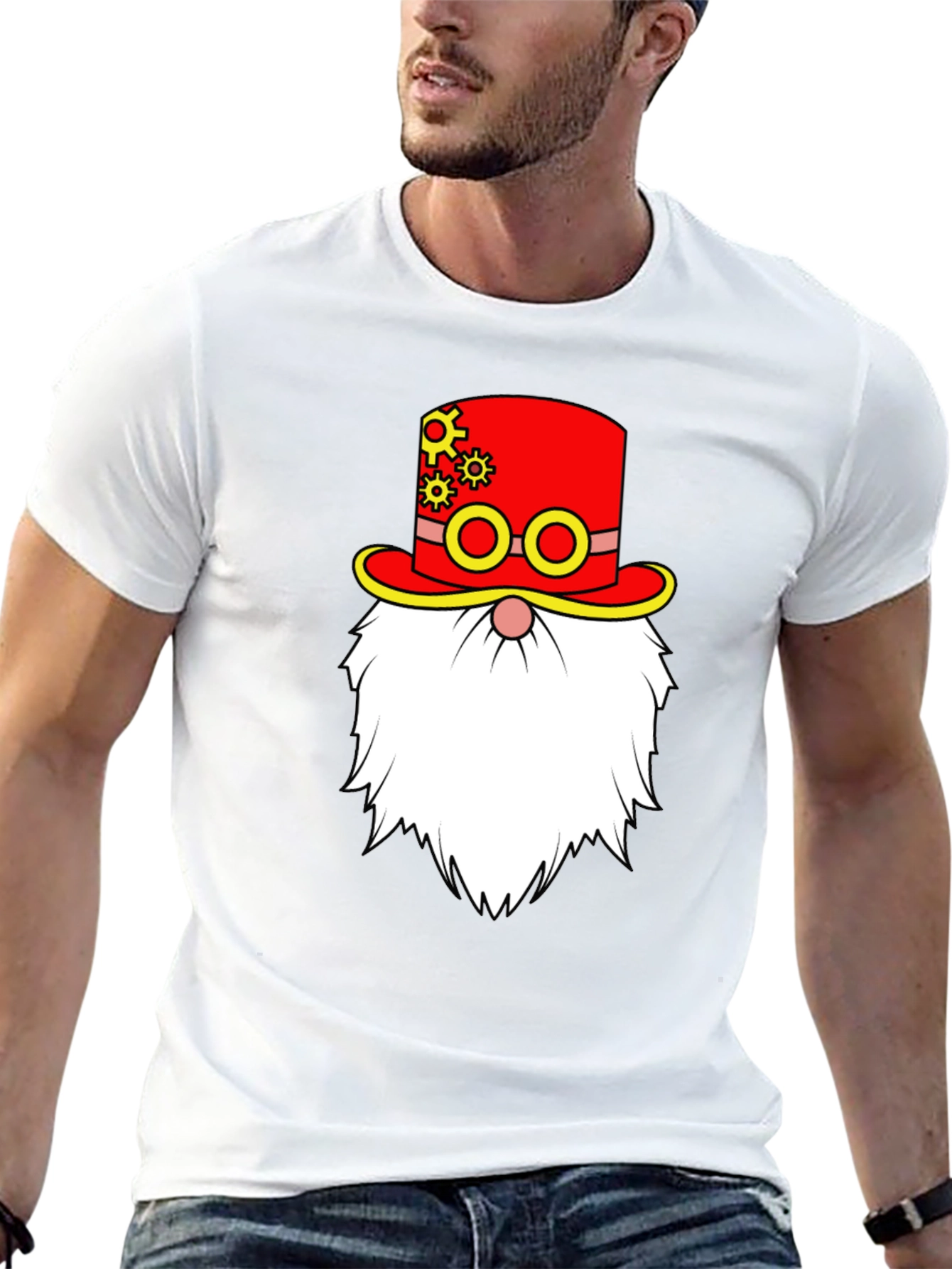 Steampunk Gnome Graphic Tee - Black Cotton T-Shirt