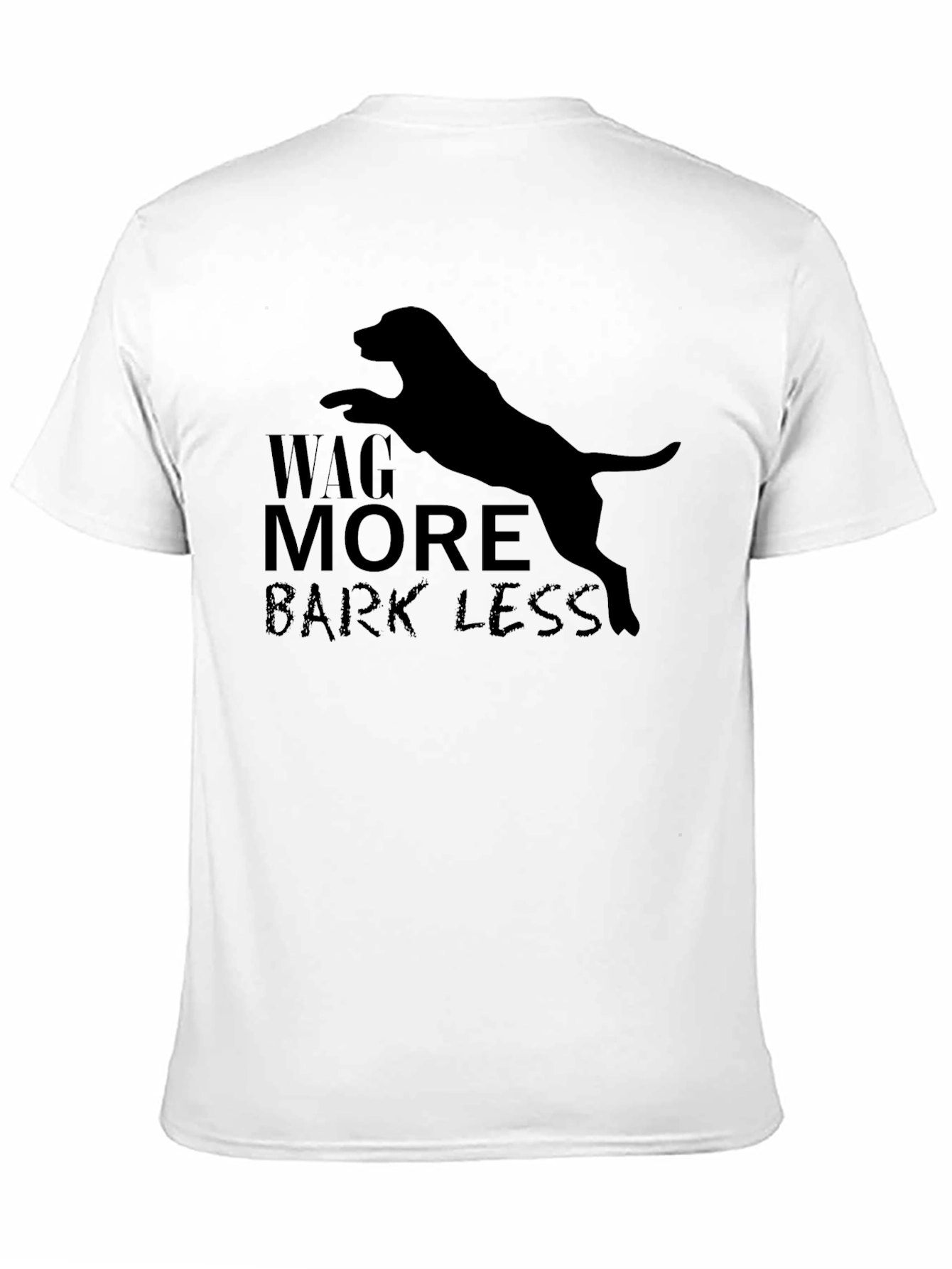 Wag More Bark Less Black Dog Graphic Tee