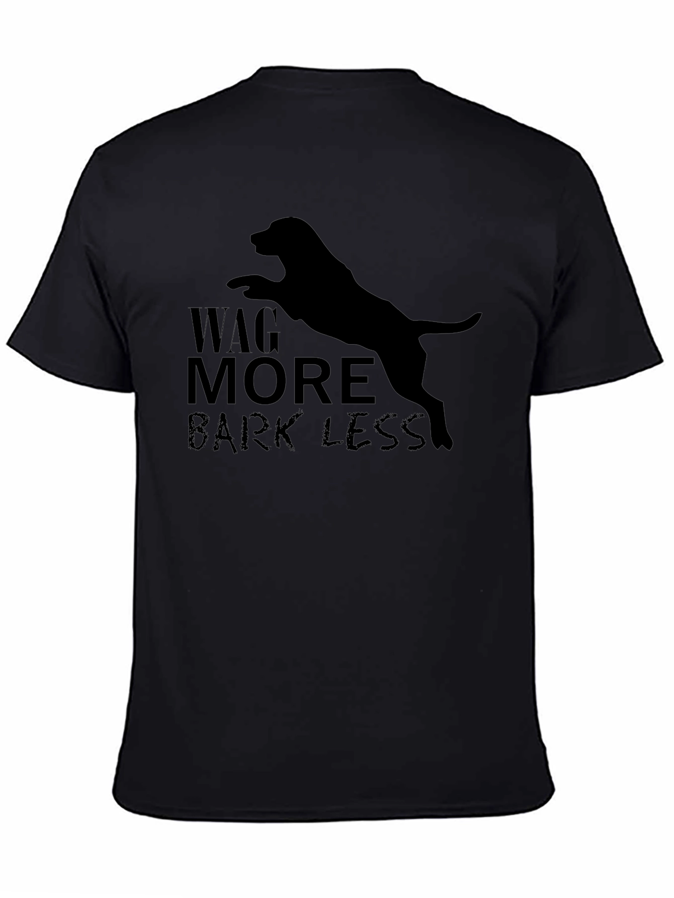 Wag More Bark Less Black Dog Graphic Tee