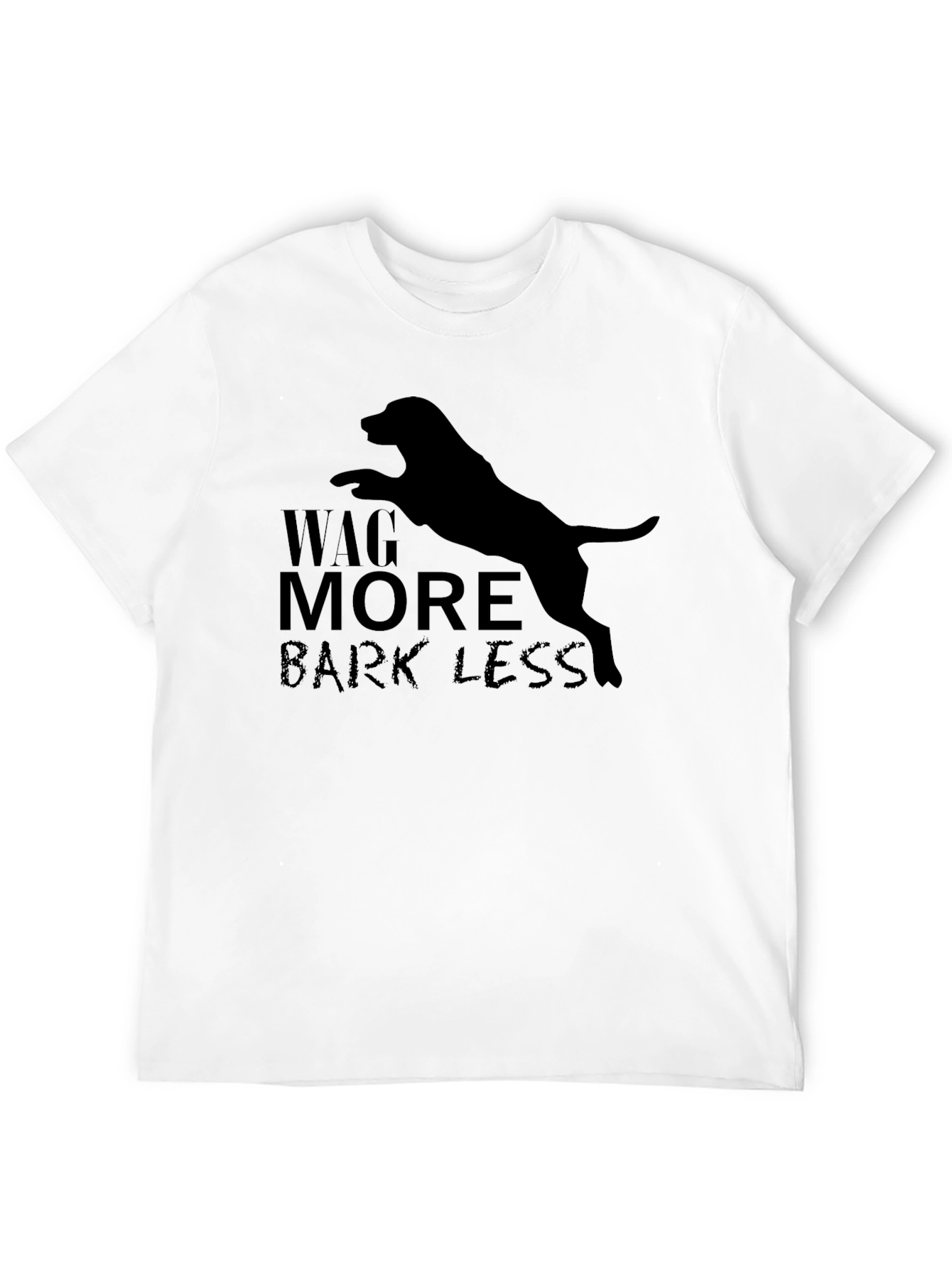 Wag More Bark Less Black Dog Graphic Tee