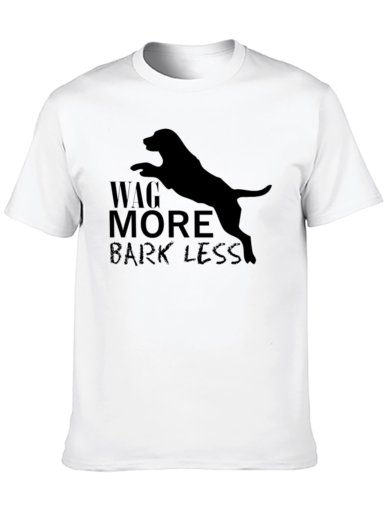 Wag More Bark Less Black Dog Graphic Tee