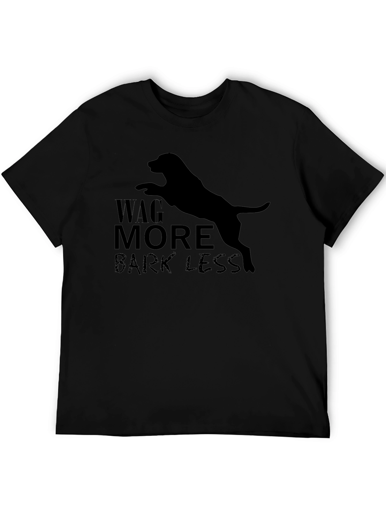 Wag More Bark Less Black Dog Graphic Tee