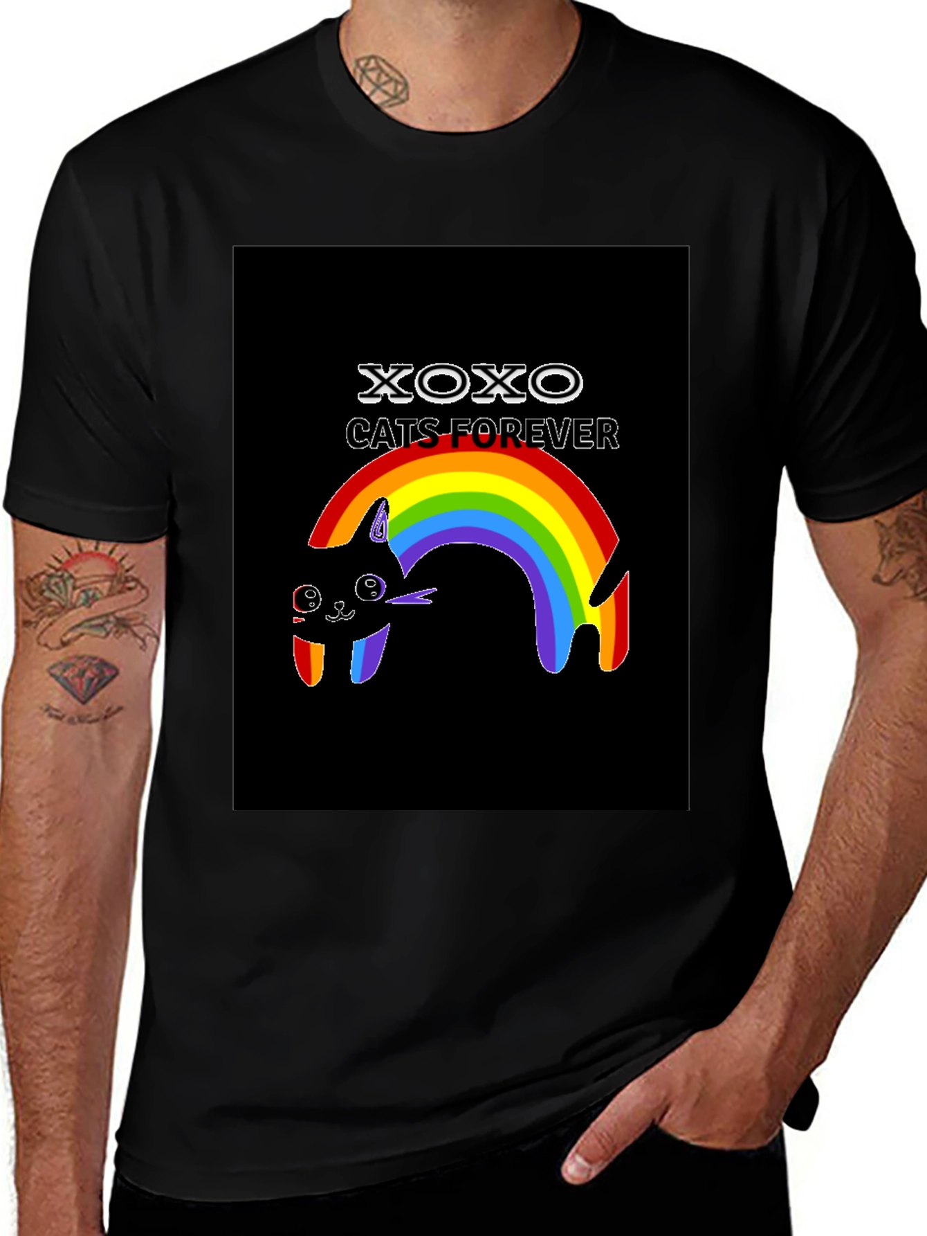 XOXO Cats Forever Rainbow Tee