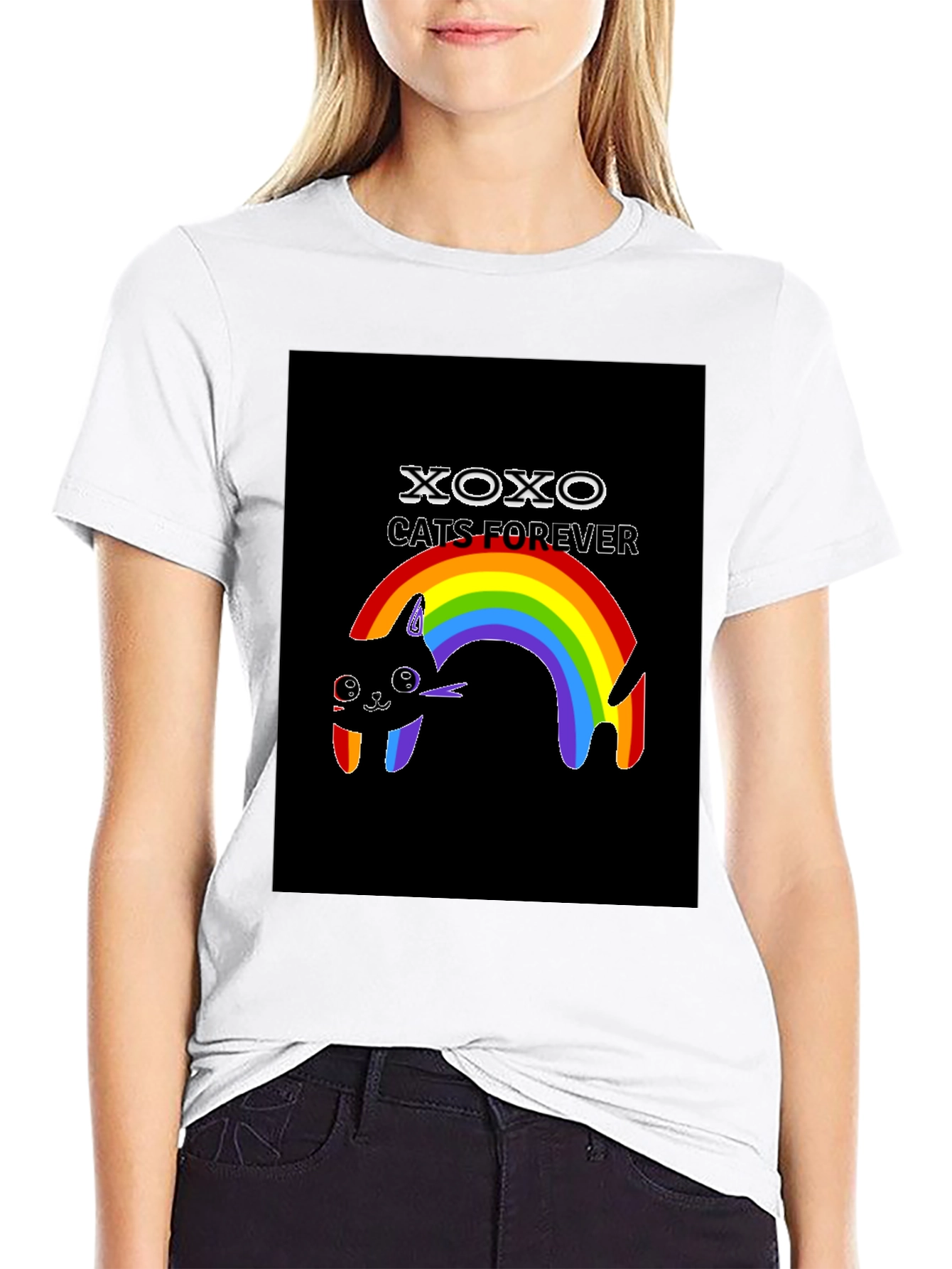 XOXO Cats Forever Rainbow Tee