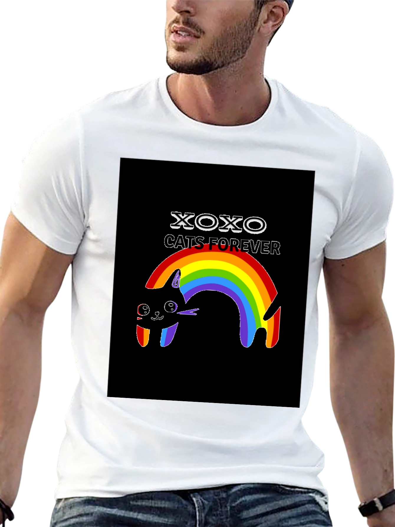 XOXO Cats Forever Rainbow Tee