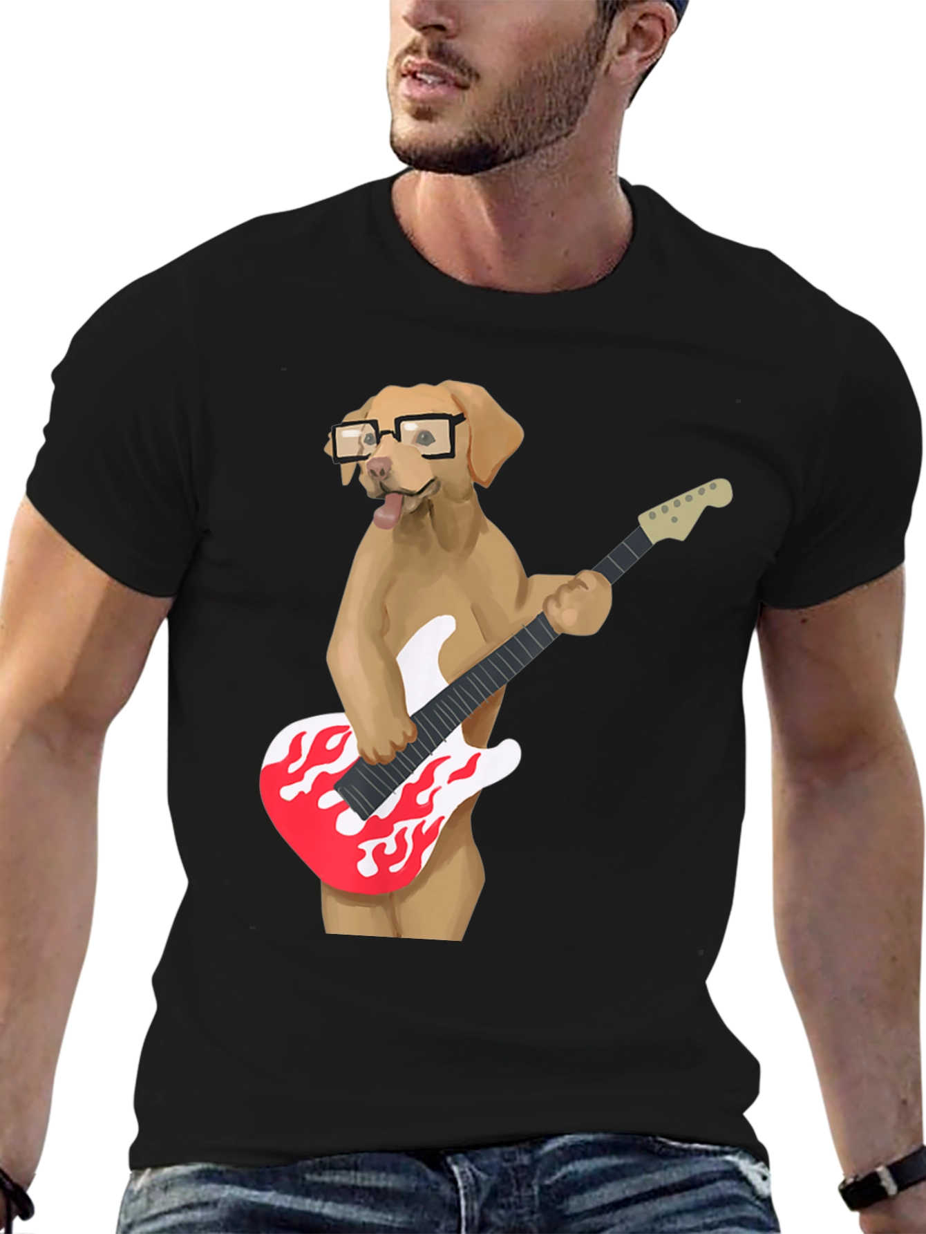 Dog Guitarist Graphic T-Shirt