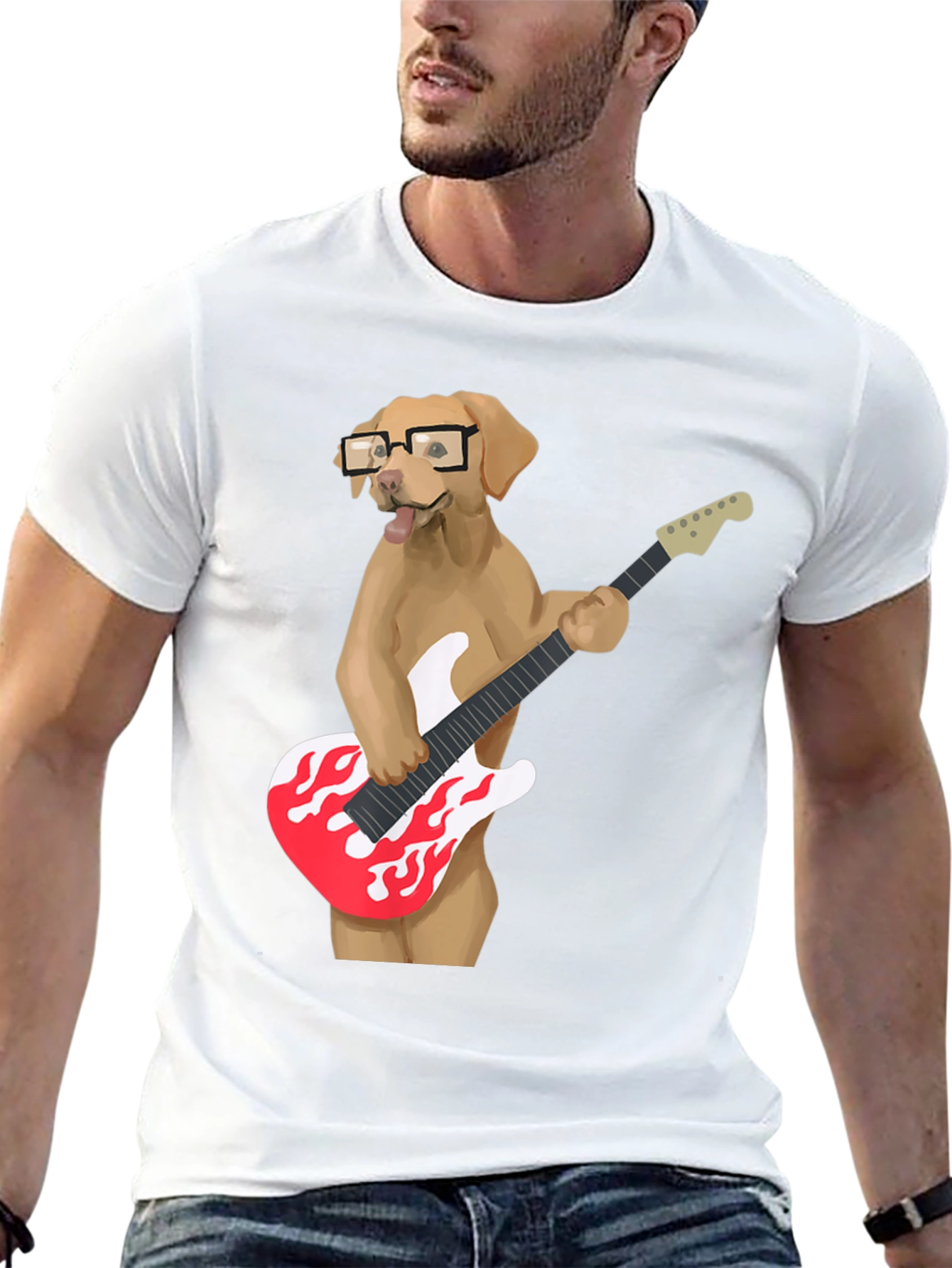 Dog Guitarist Graphic T-Shirt