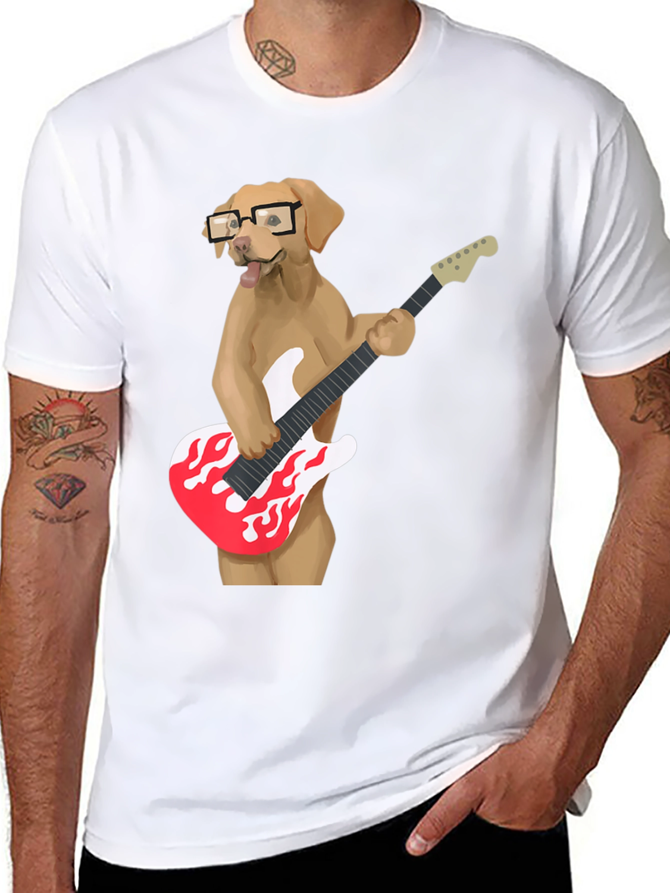 Dog Guitarist Graphic T-Shirt