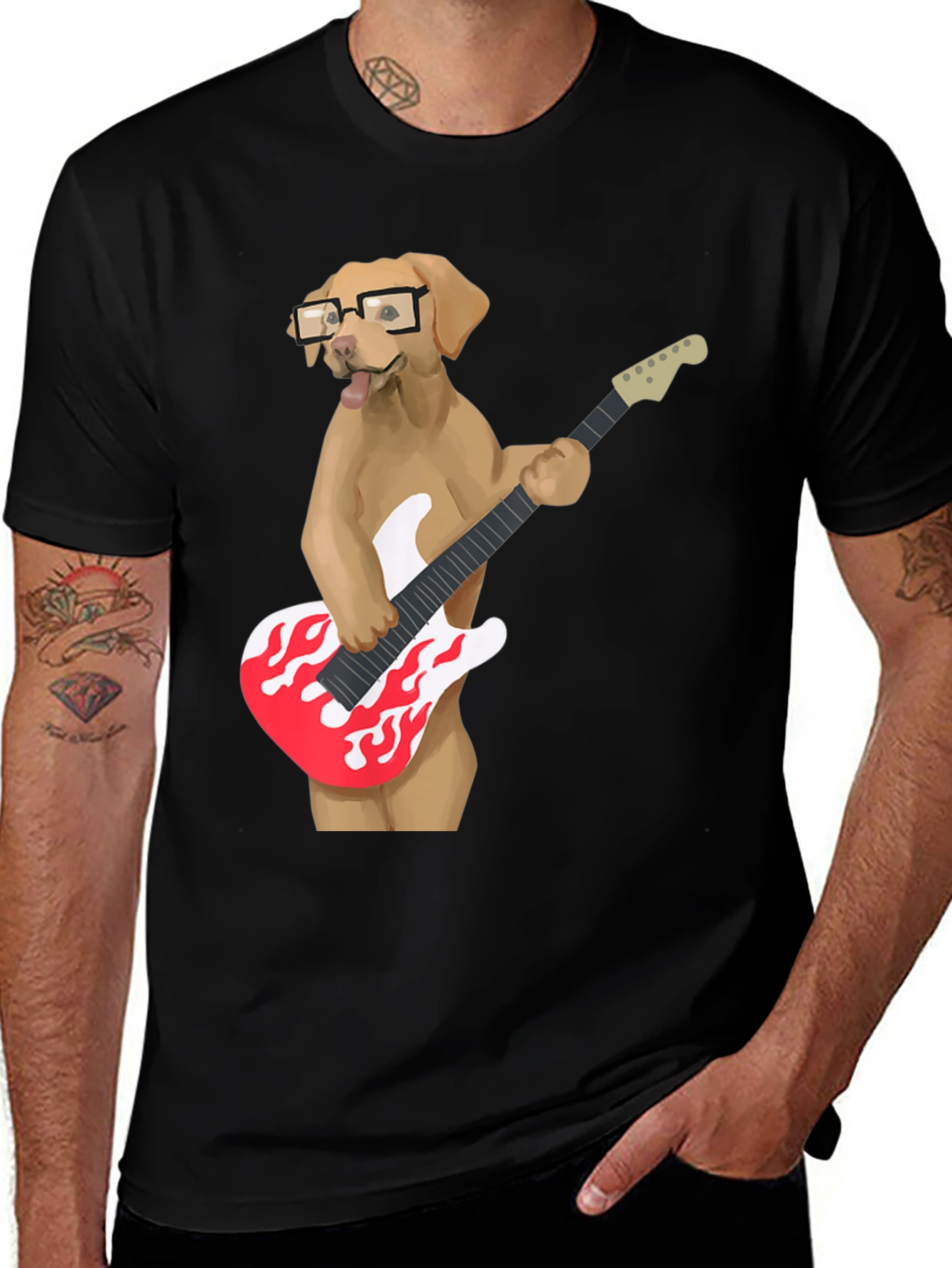 Dog Guitarist Graphic T-Shirt
