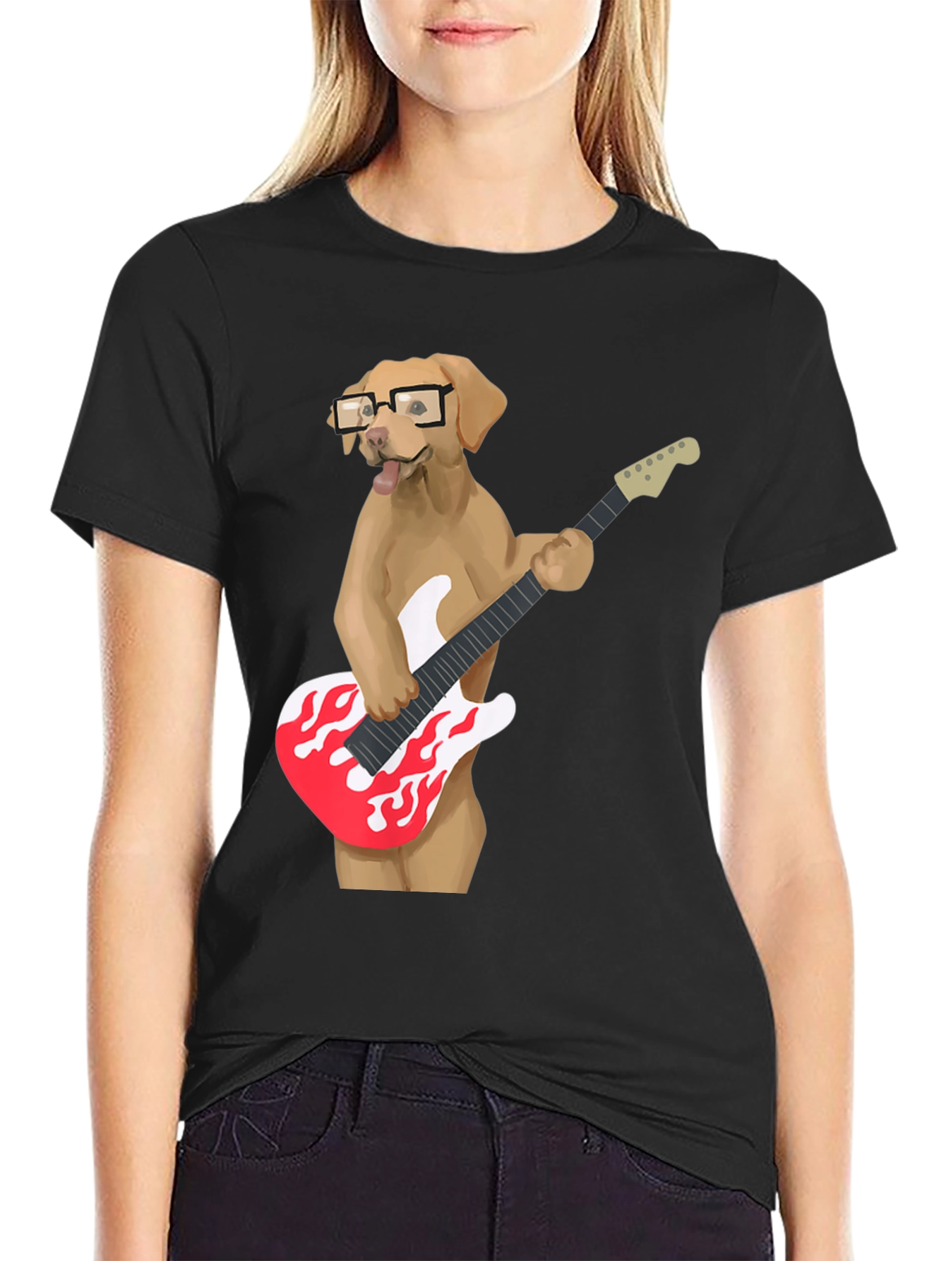 Dog Guitarist Graphic T-Shirt