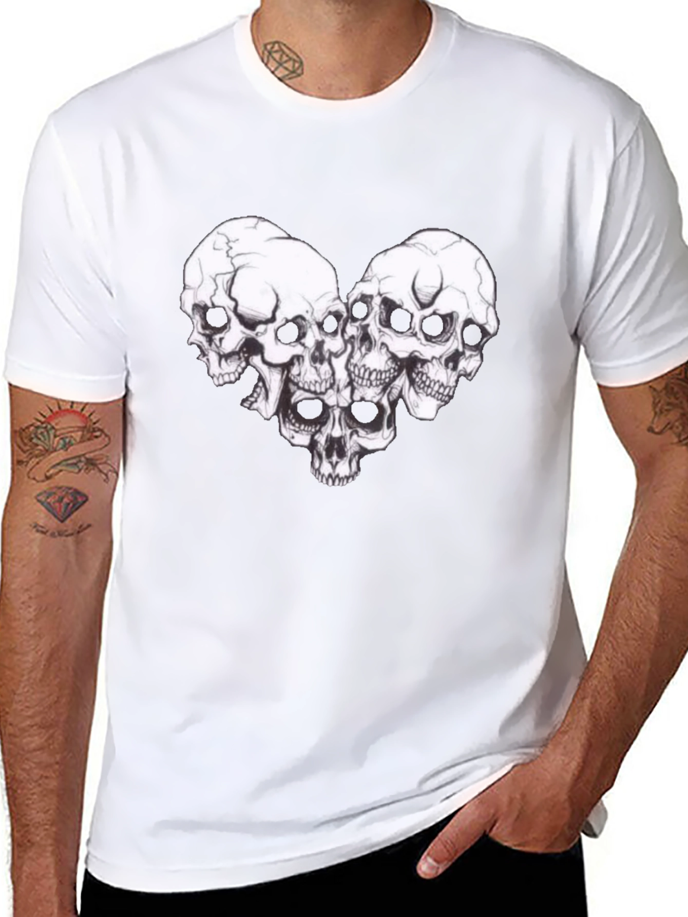 Skull Heart Graphic Tee - Gothic Style