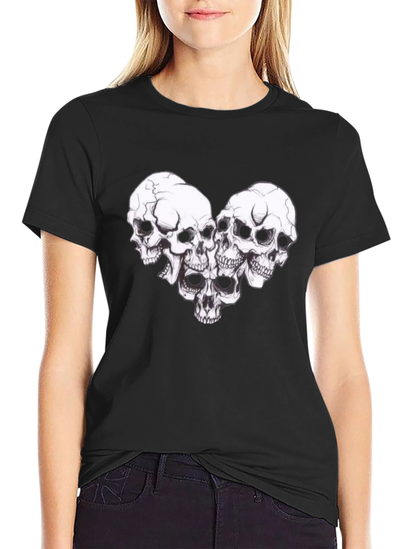 Skull Heart Graphic Tee - Gothic Style