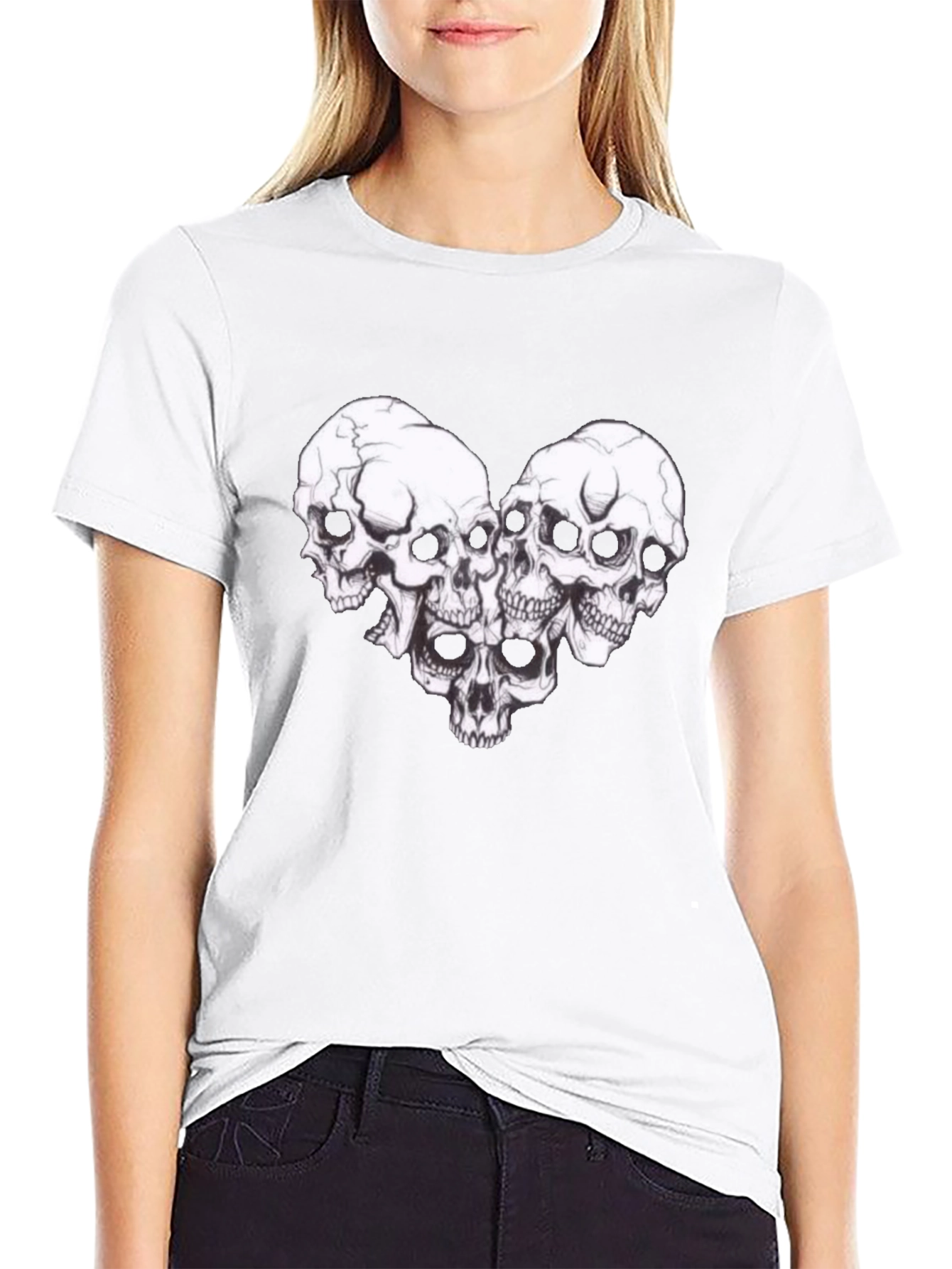 Skull Heart Graphic Tee - Gothic Style