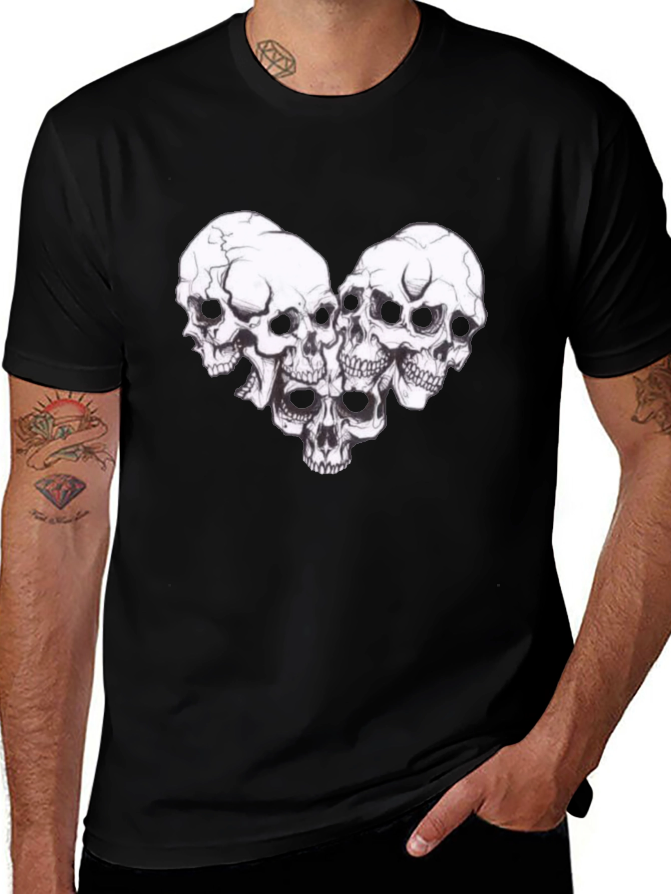 Skull Heart Graphic Tee - Gothic Style