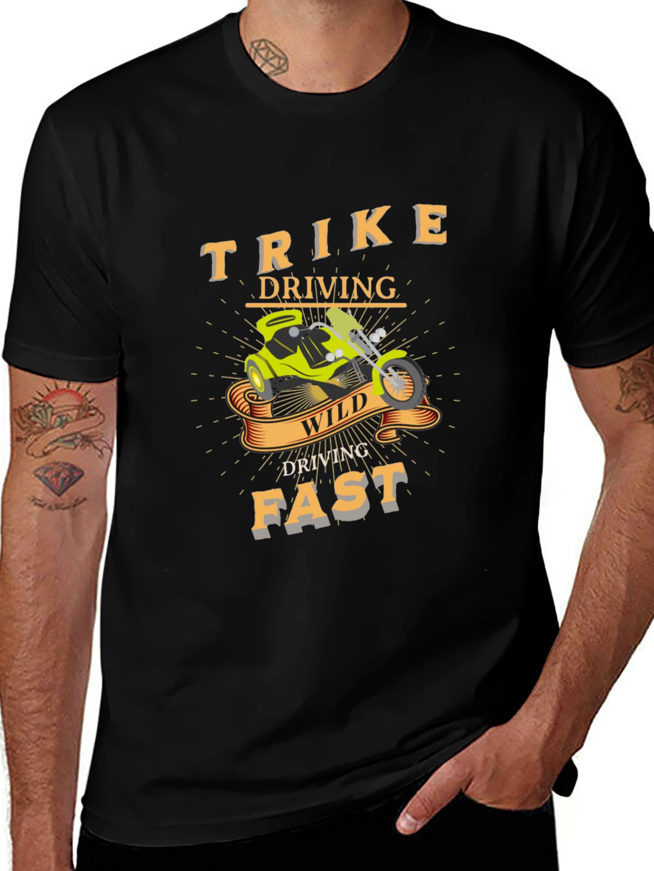Trike Driving Wild & Fast Graphic T-Shirt