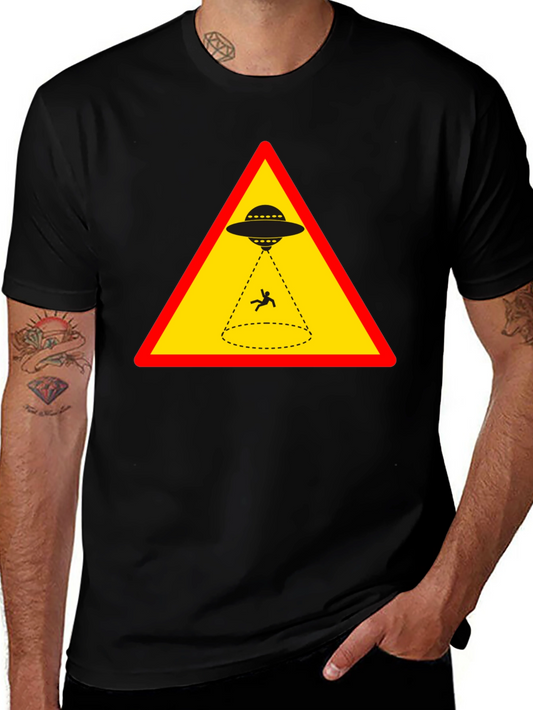 Alien Abduction T-Shirt - Warning Sign Graphic