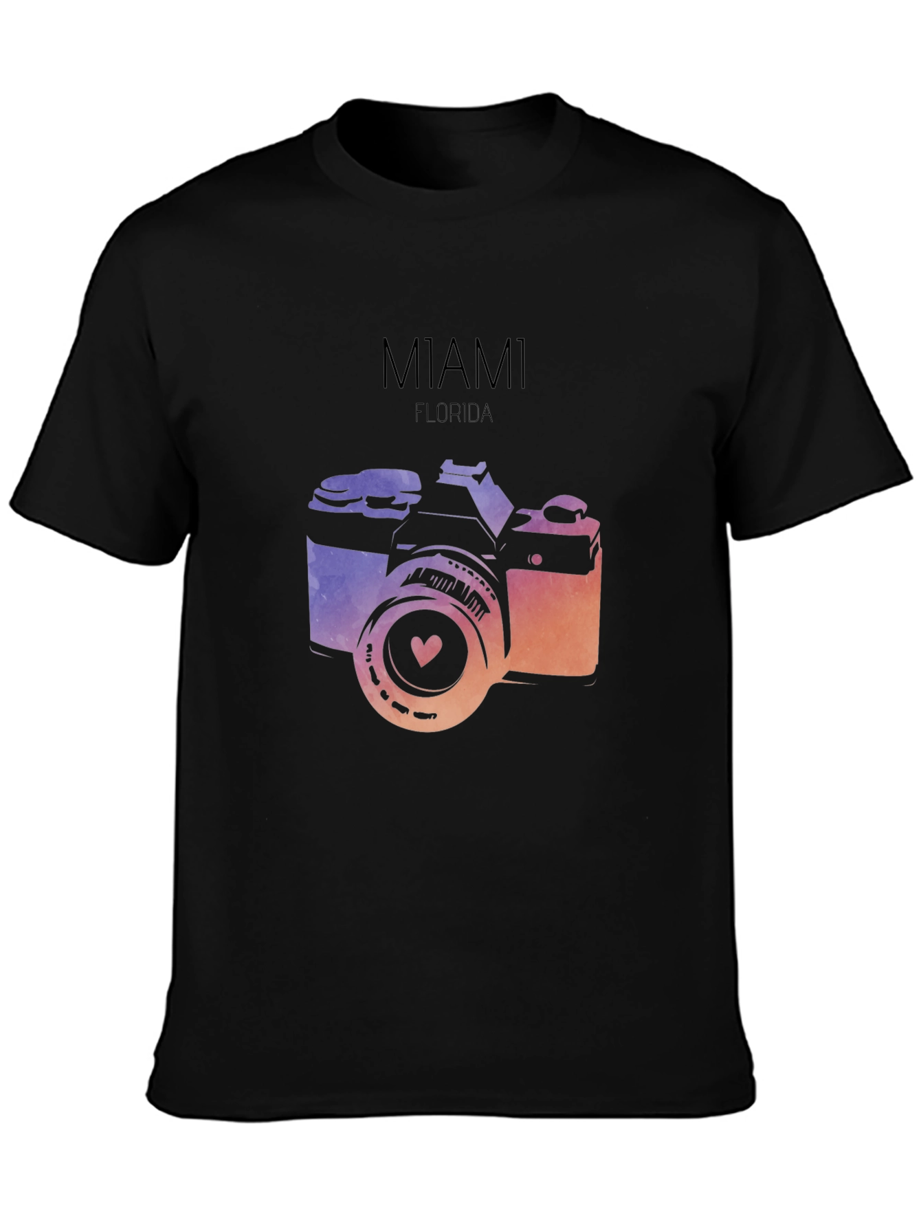 Miami Florida Camera Graphic T-Shirt - Black