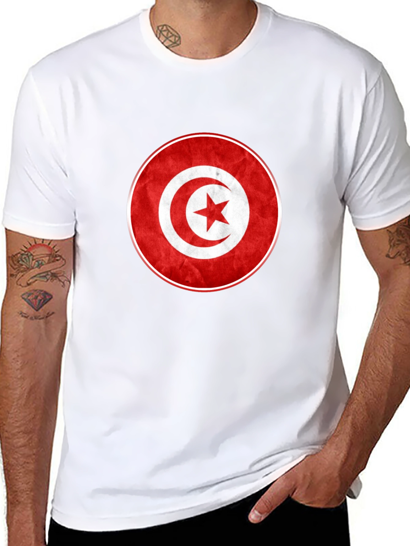 Tunisia Flag T-Shirt - Red & White Graphic Tee
