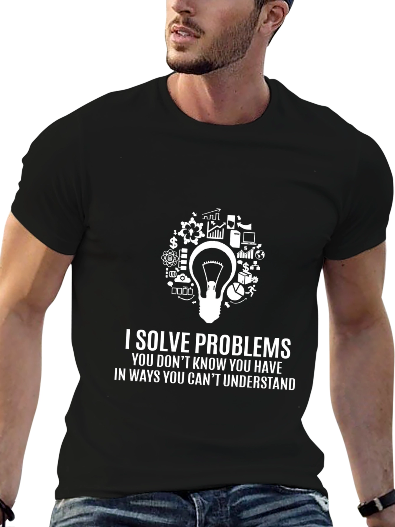 I Solve Problems Black Graphic Tee