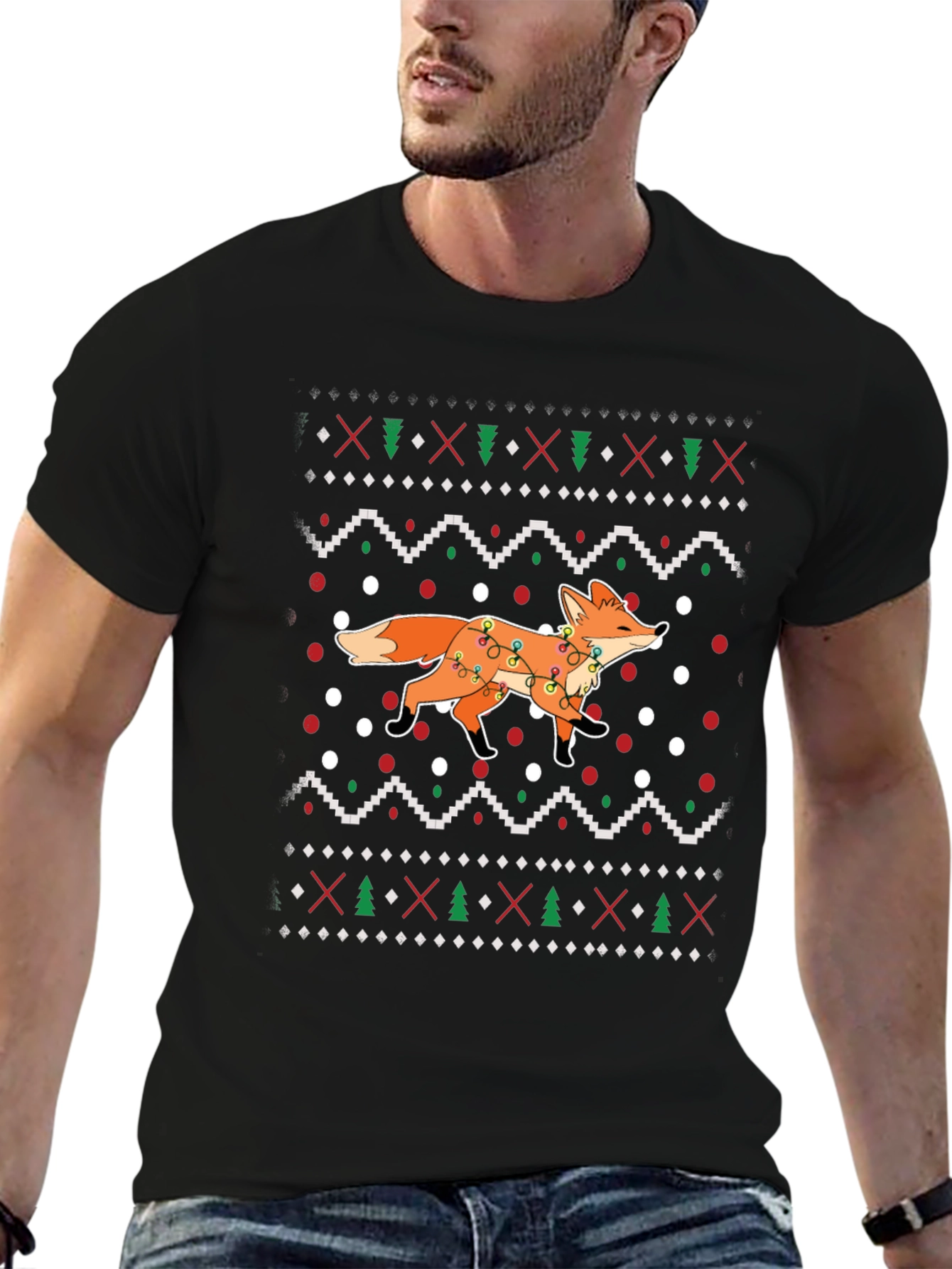 Festive Fox Christmas Pattern T-Shirt