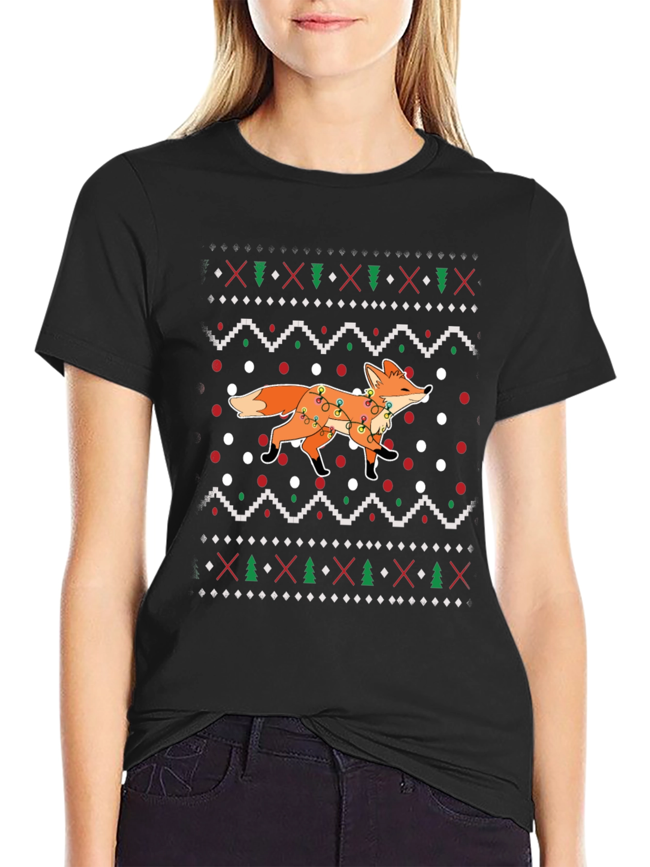 Festive Fox Christmas Pattern T-Shirt
