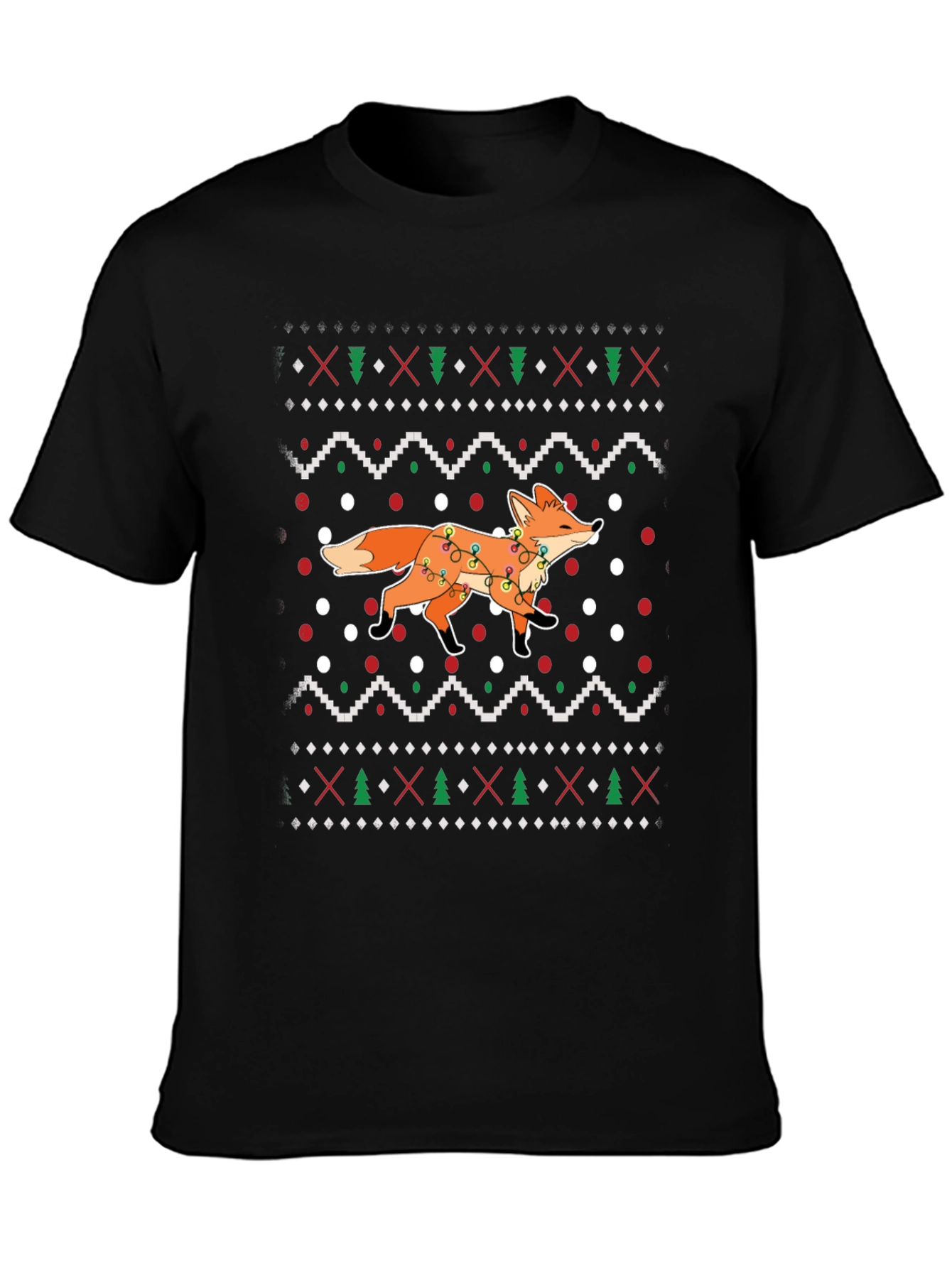 Festive Fox Christmas Pattern T-Shirt