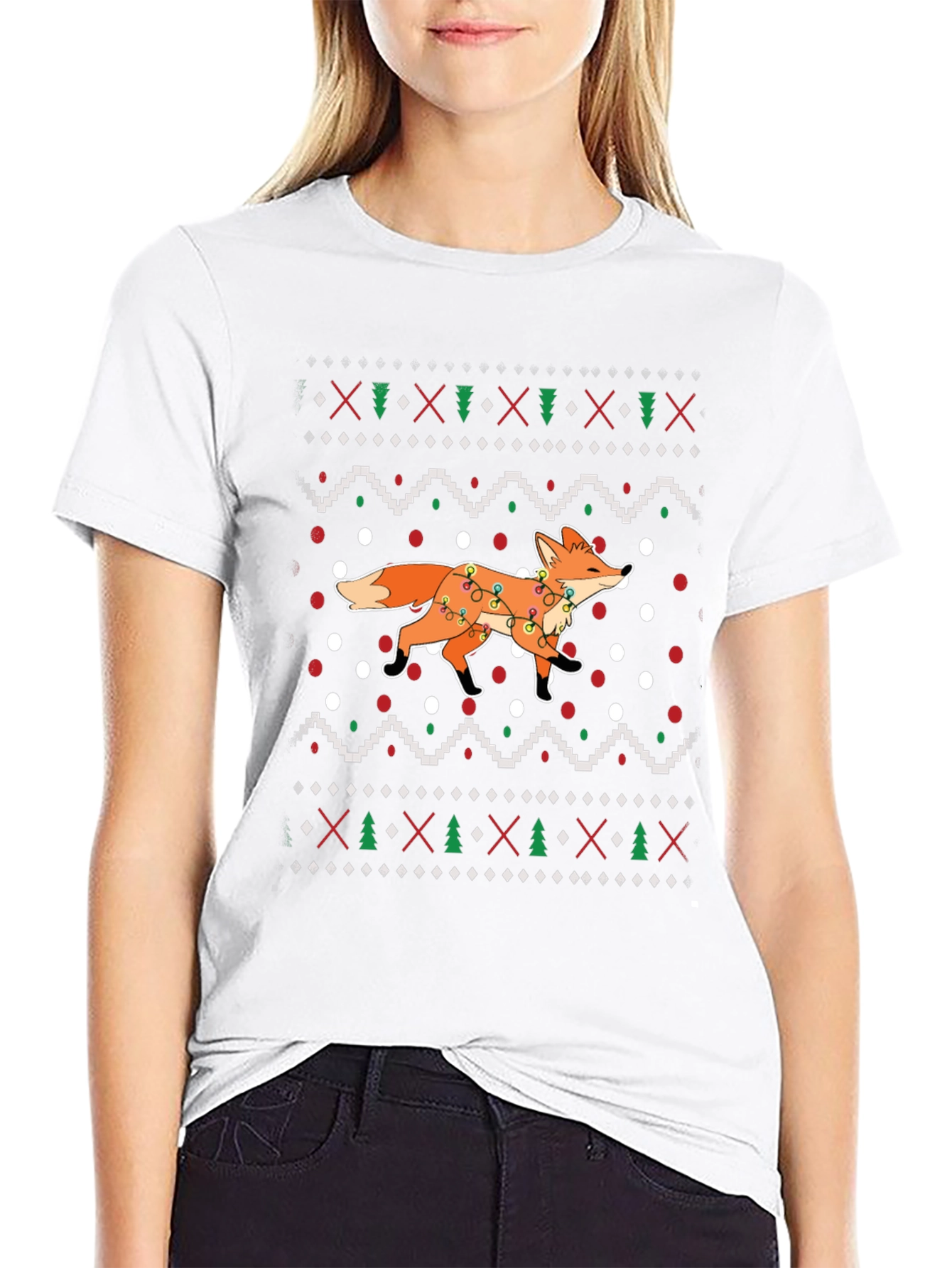 Festive Fox Christmas Pattern T-Shirt