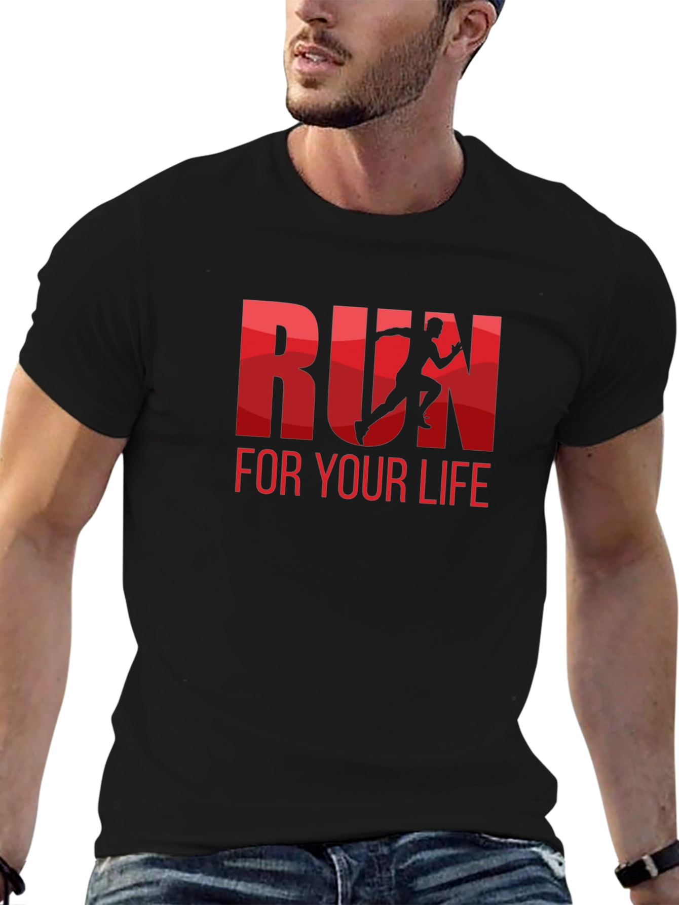 Run For Your Life Graphic Tee - Black