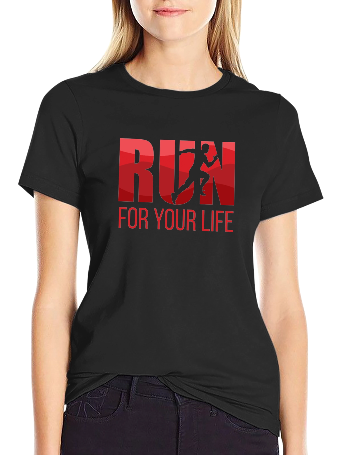 Run For Your Life Graphic Tee - Black