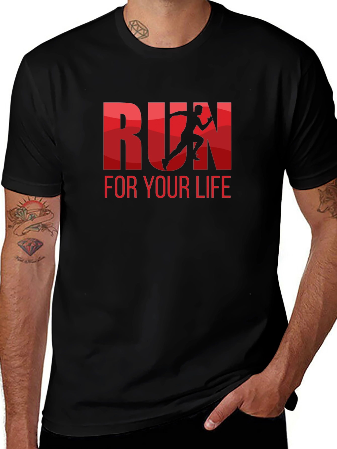 Run For Your Life Graphic Tee - Black