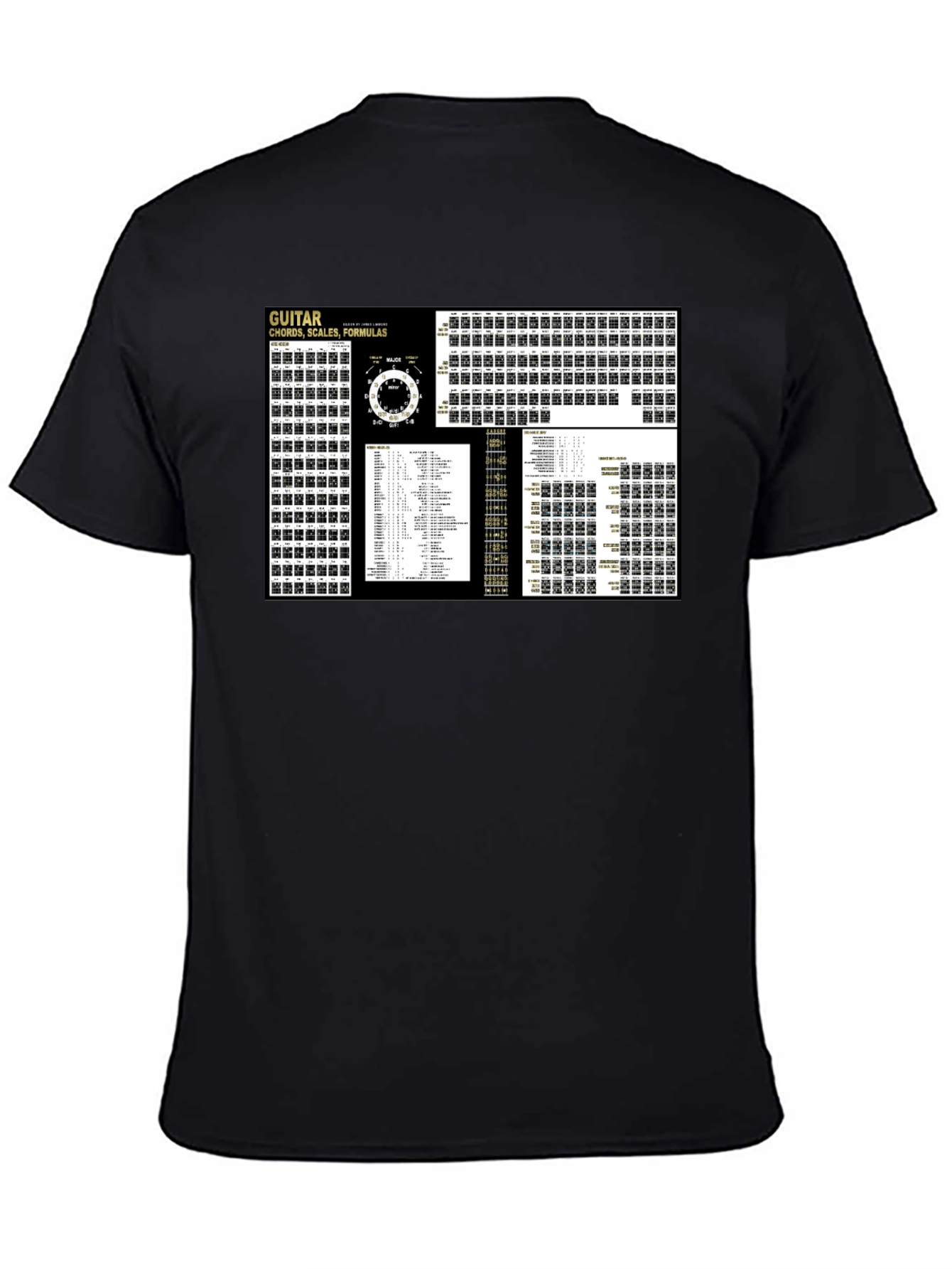 Guitar Chords Scales Formulas Black T-Shirt
