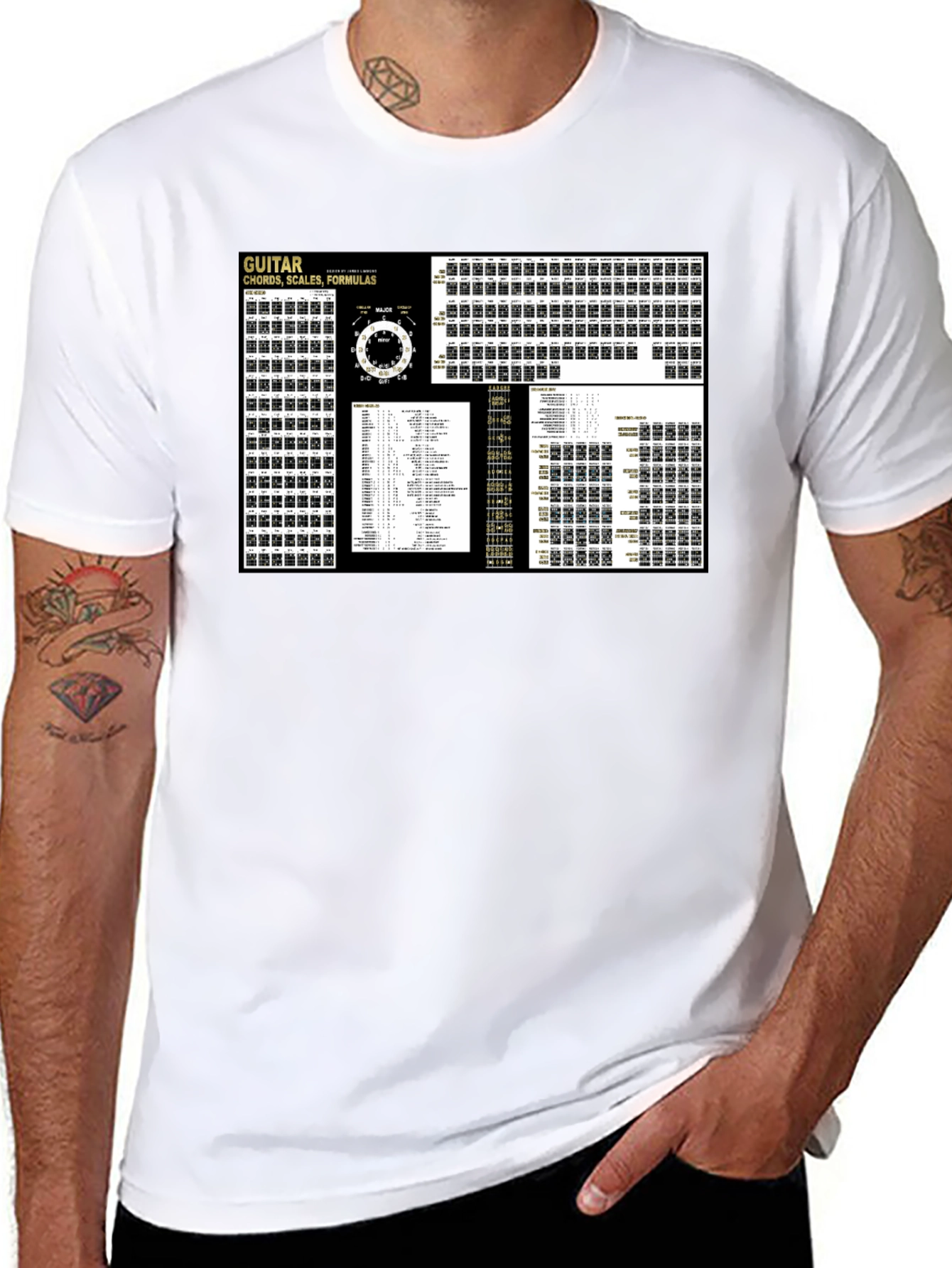 Guitar Chords Scales Formulas Black T-Shirt