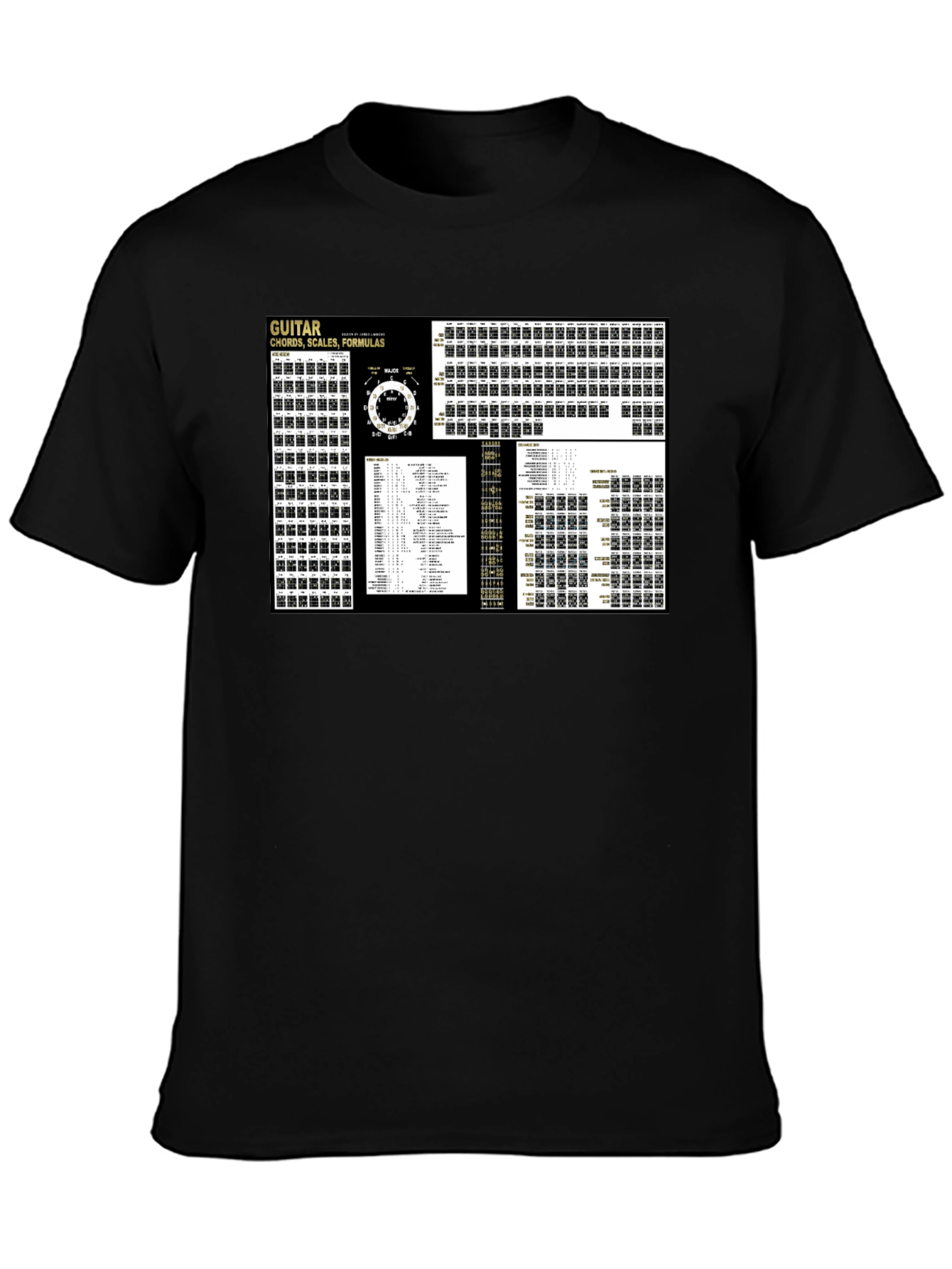 Guitar Chords Scales Formulas Black T-Shirt
