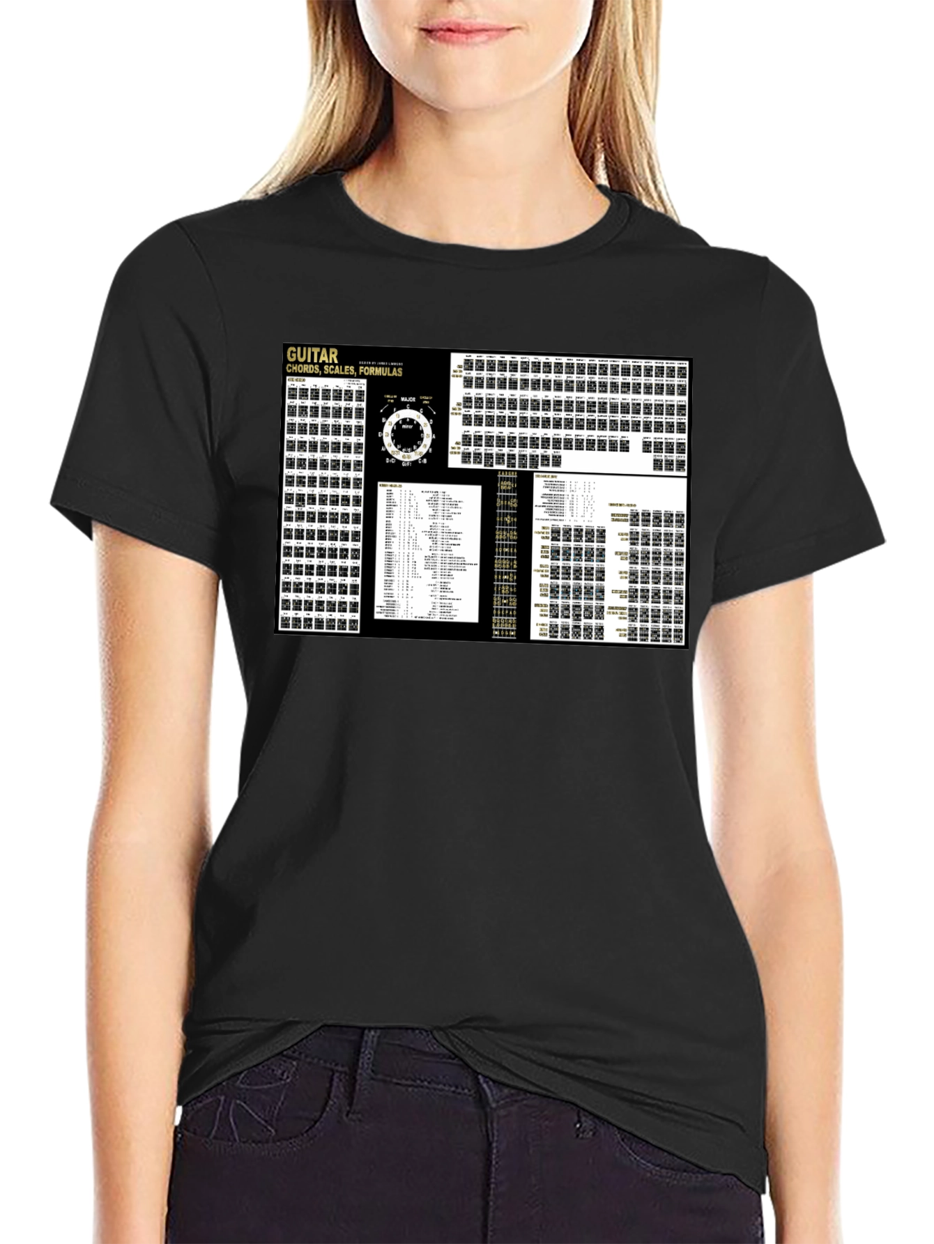 Guitar Chords Scales Formulas Black T-Shirt