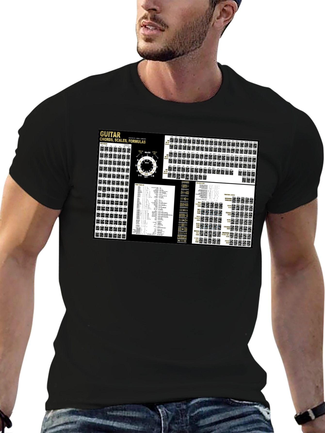 Guitar Chords Scales Formulas Black T-Shirt