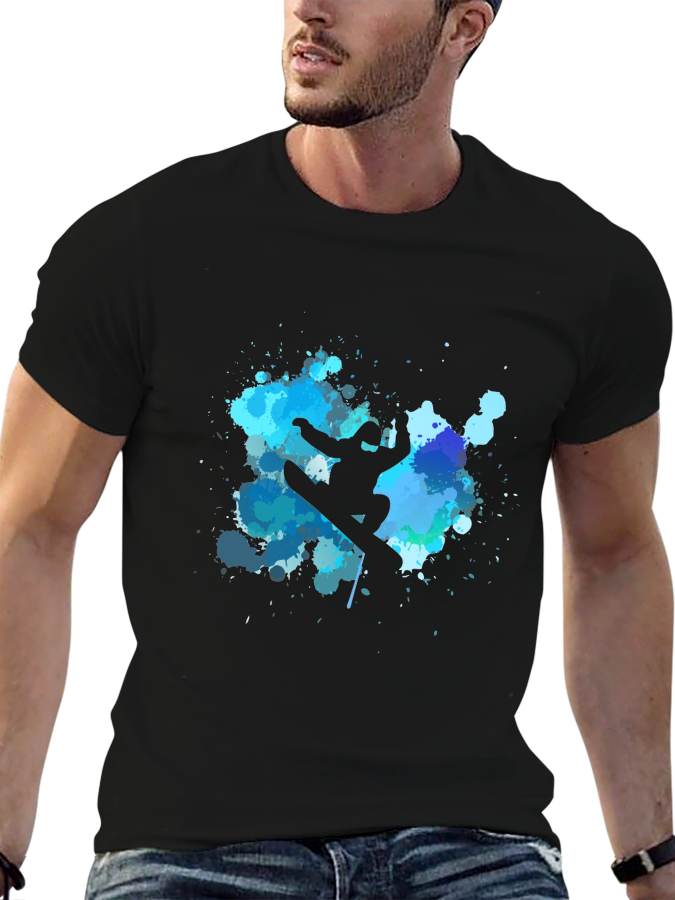 Snowboarder Graphic Tee - Cool Black T-Shirt