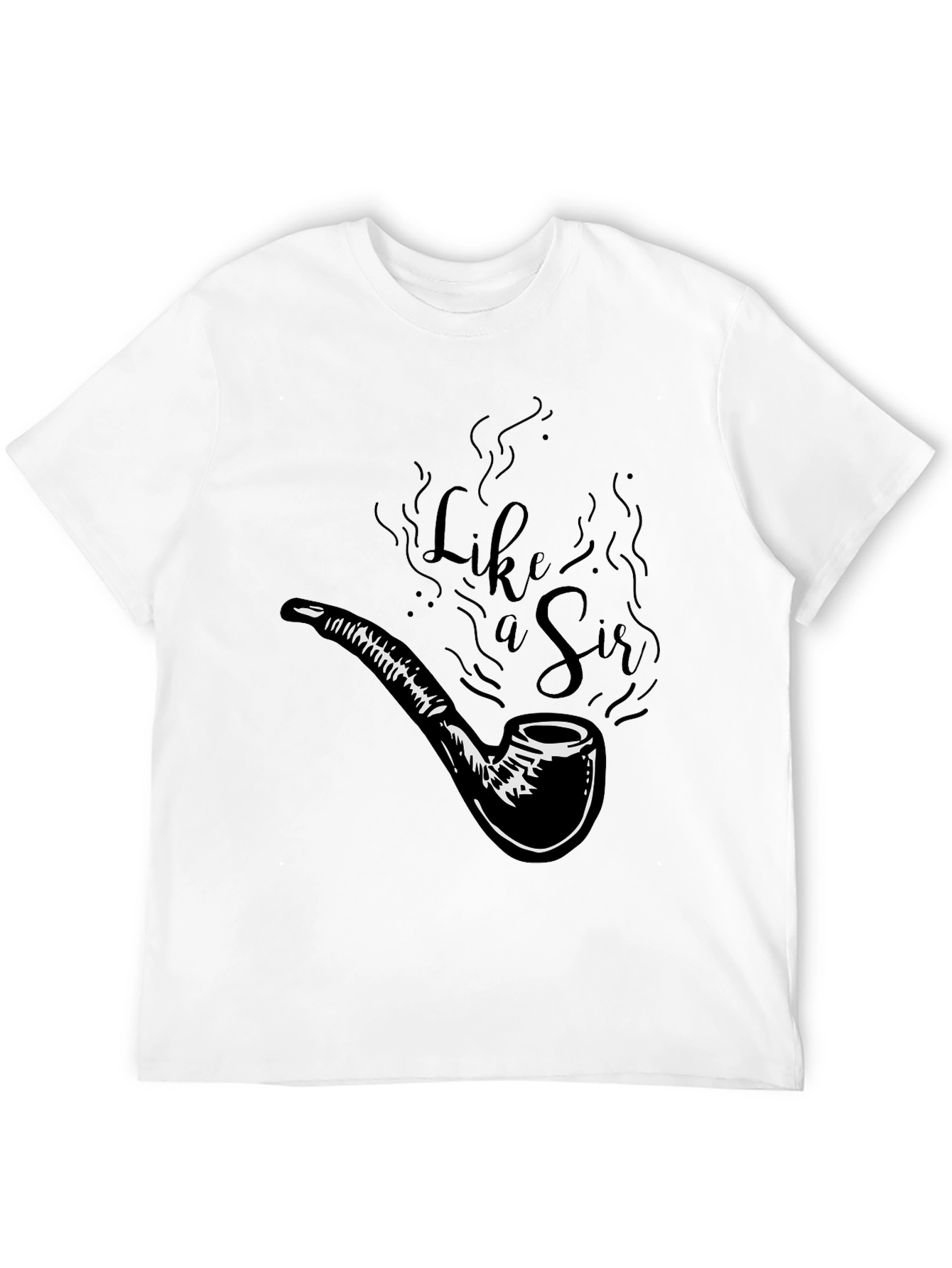 Like A Sir Black T-Shirt - Stylish Pipe Design