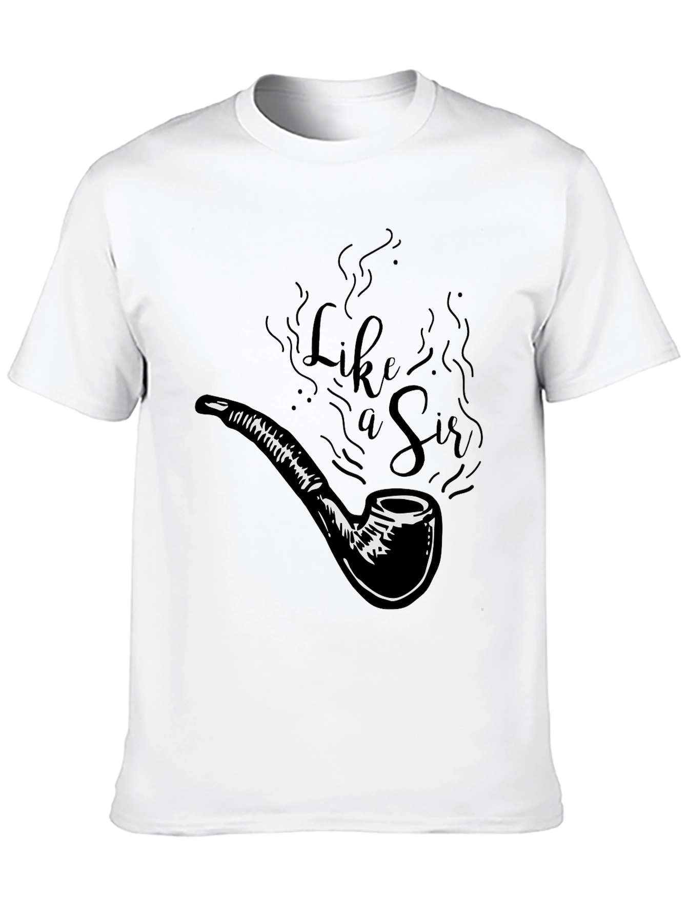 Like A Sir Black T-Shirt - Stylish Pipe Design