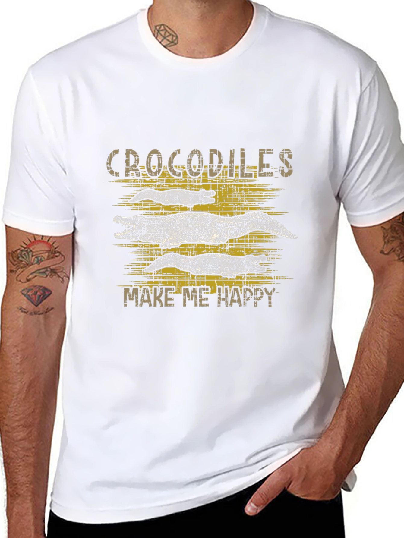 Crocodiles Make Me Happy Graphic T-Shirt
