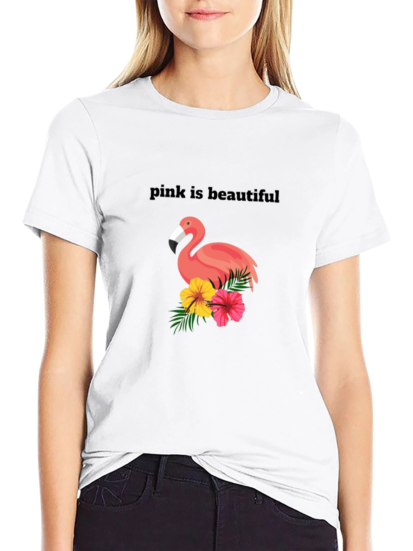 Pink Flamingo Graphic Tee - Unisex Black T-Shirt