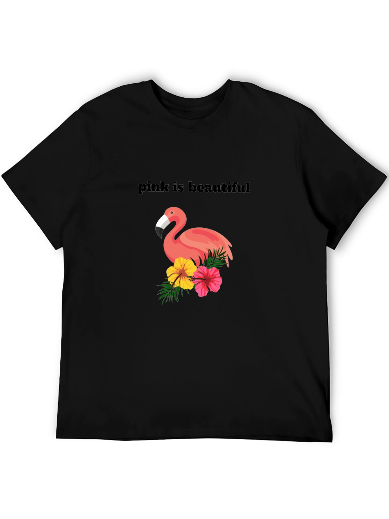 Pink Flamingo Graphic Tee - Unisex Black T-Shirt