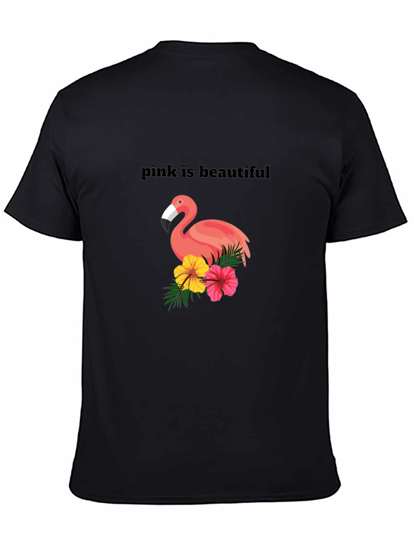Pink Flamingo Graphic Tee - Unisex Black T-Shirt