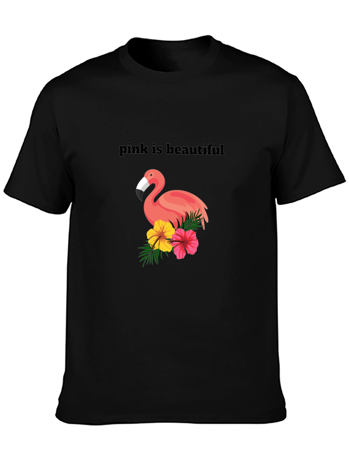 Pink Flamingo Graphic Tee - Unisex Black T-Shirt