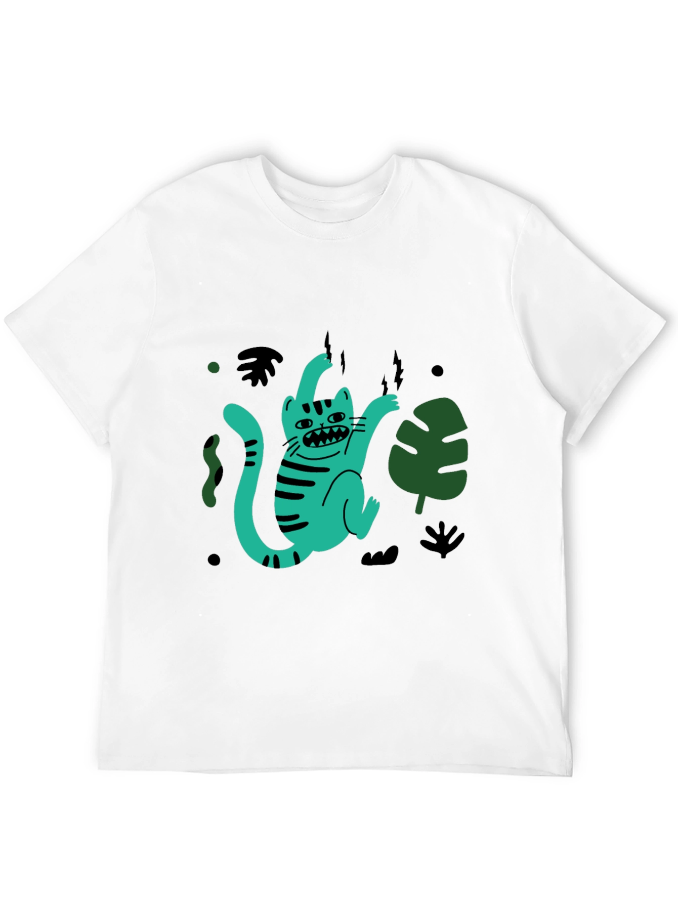 Funky Feline Tee: Cartoon Cat Graphic T-Shirt