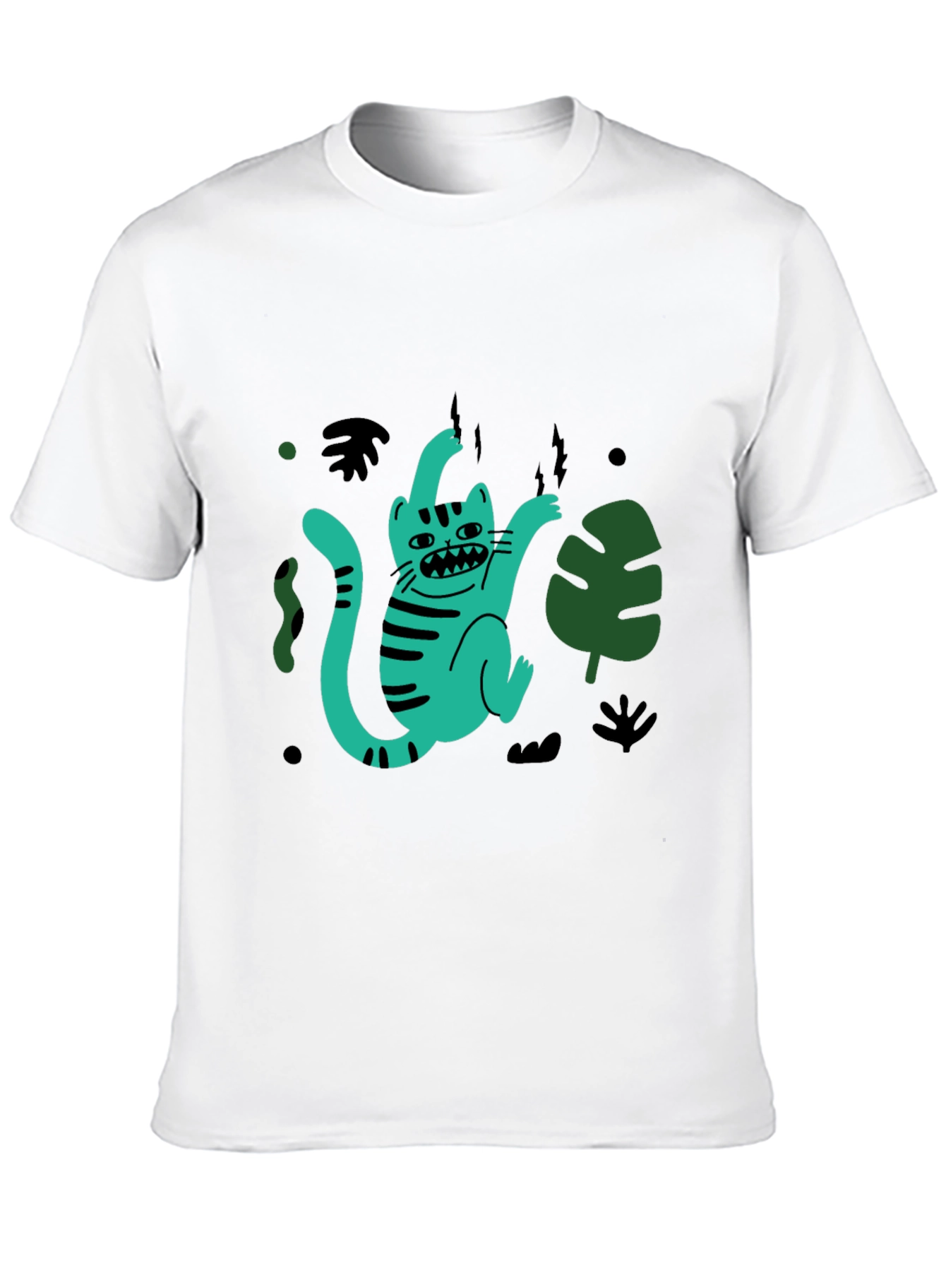 Funky Feline Tee: Cartoon Cat Graphic T-Shirt